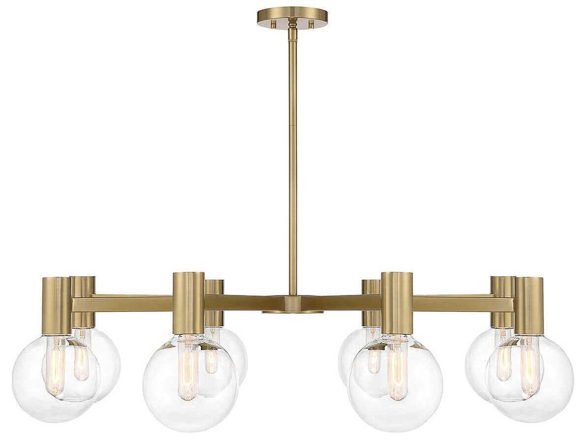 Savoy House Wright 8-Light Warm Brass Glass Globe Chandelier