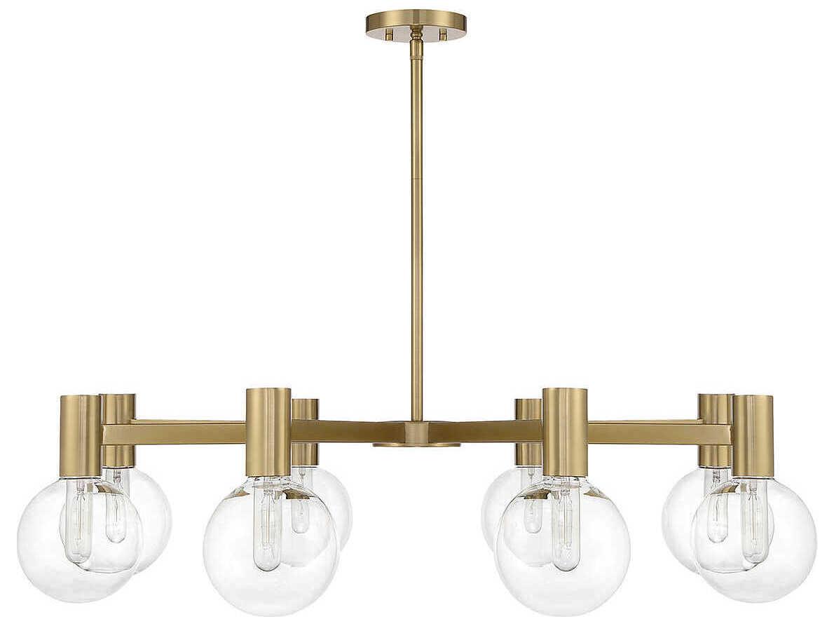 Savoy House Wright 8-Light Warm Brass Glass Globe Chandelier
