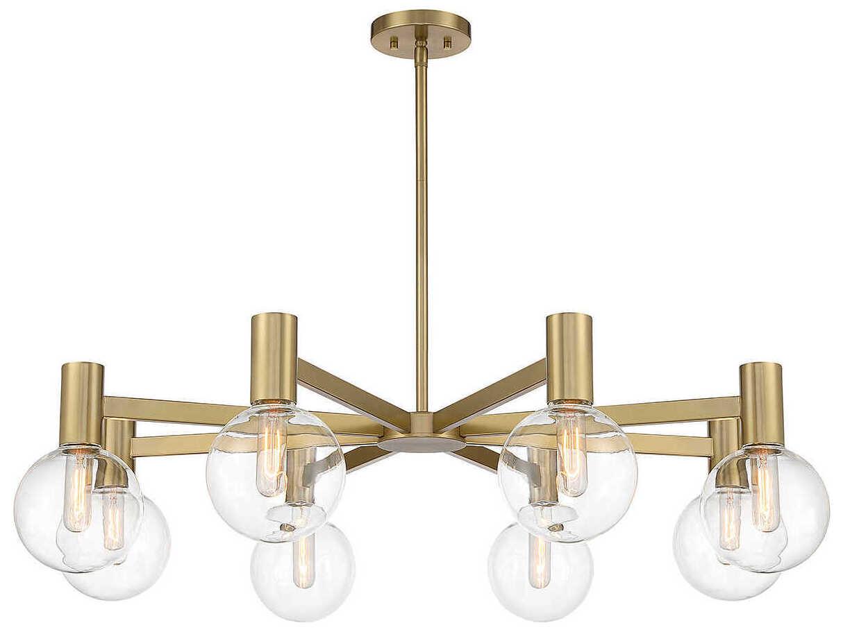 Savoy House Wright 8-Light Warm Brass Glass Globe Chandelier