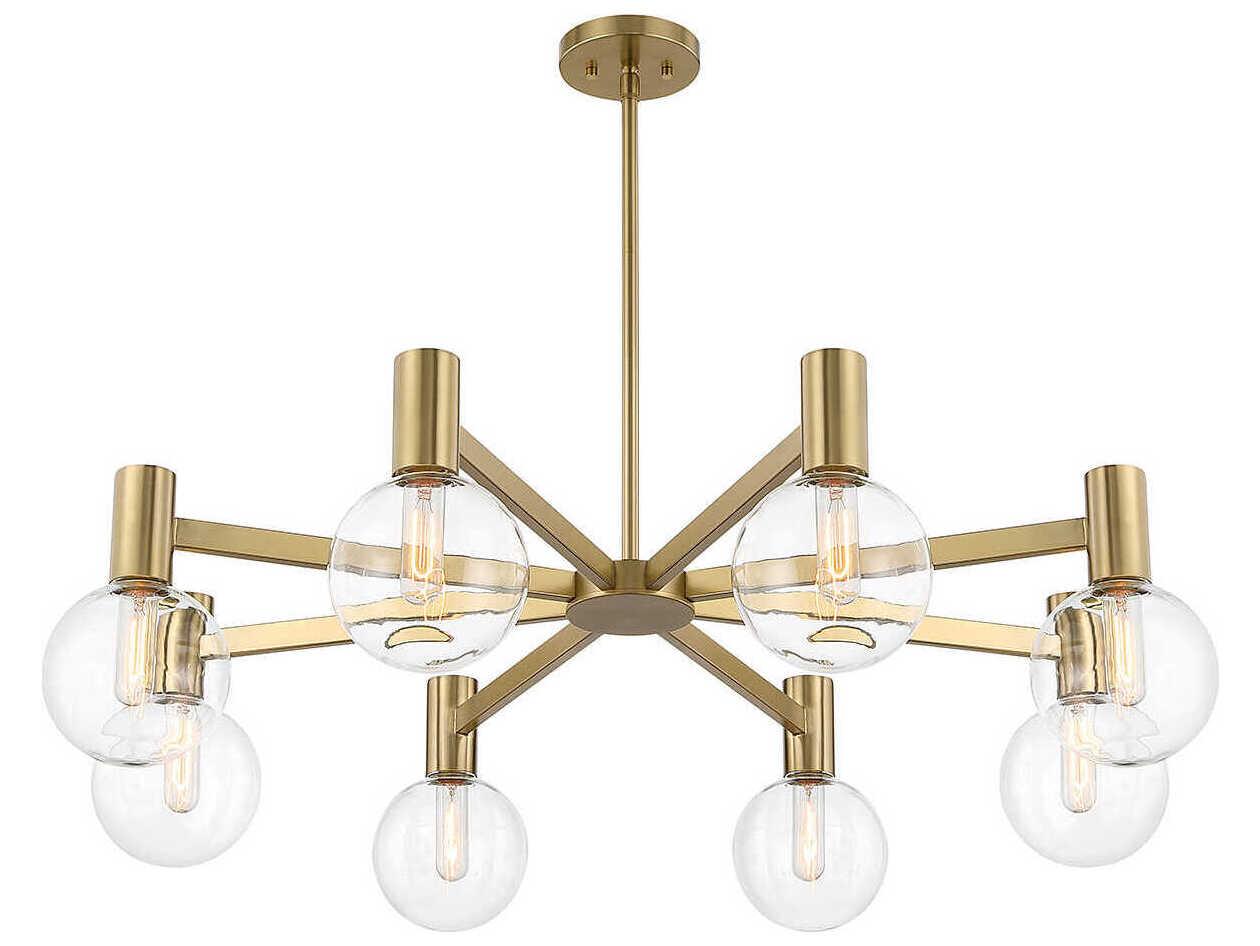 Savoy House Wright 8-Light Warm Brass Glass Globe Chandelier