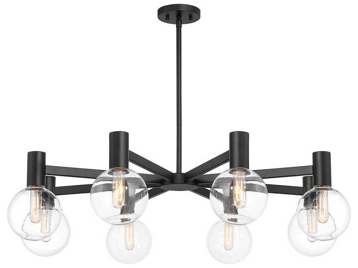 Savoy House Wright 8-Light Matte Black Glass Globe Chandelier