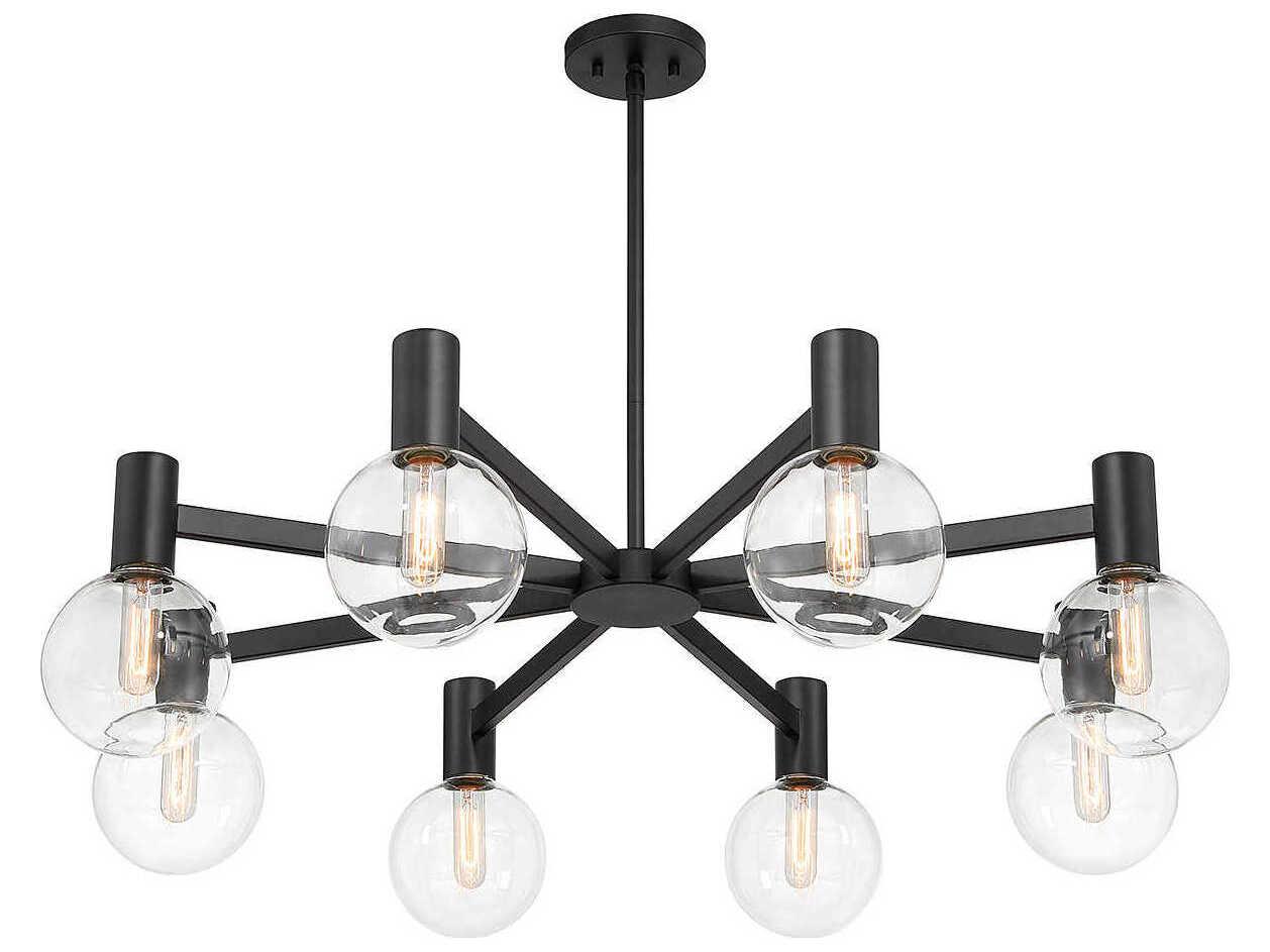 Savoy House Wright 8-Light Matte Black Glass Globe Chandelier