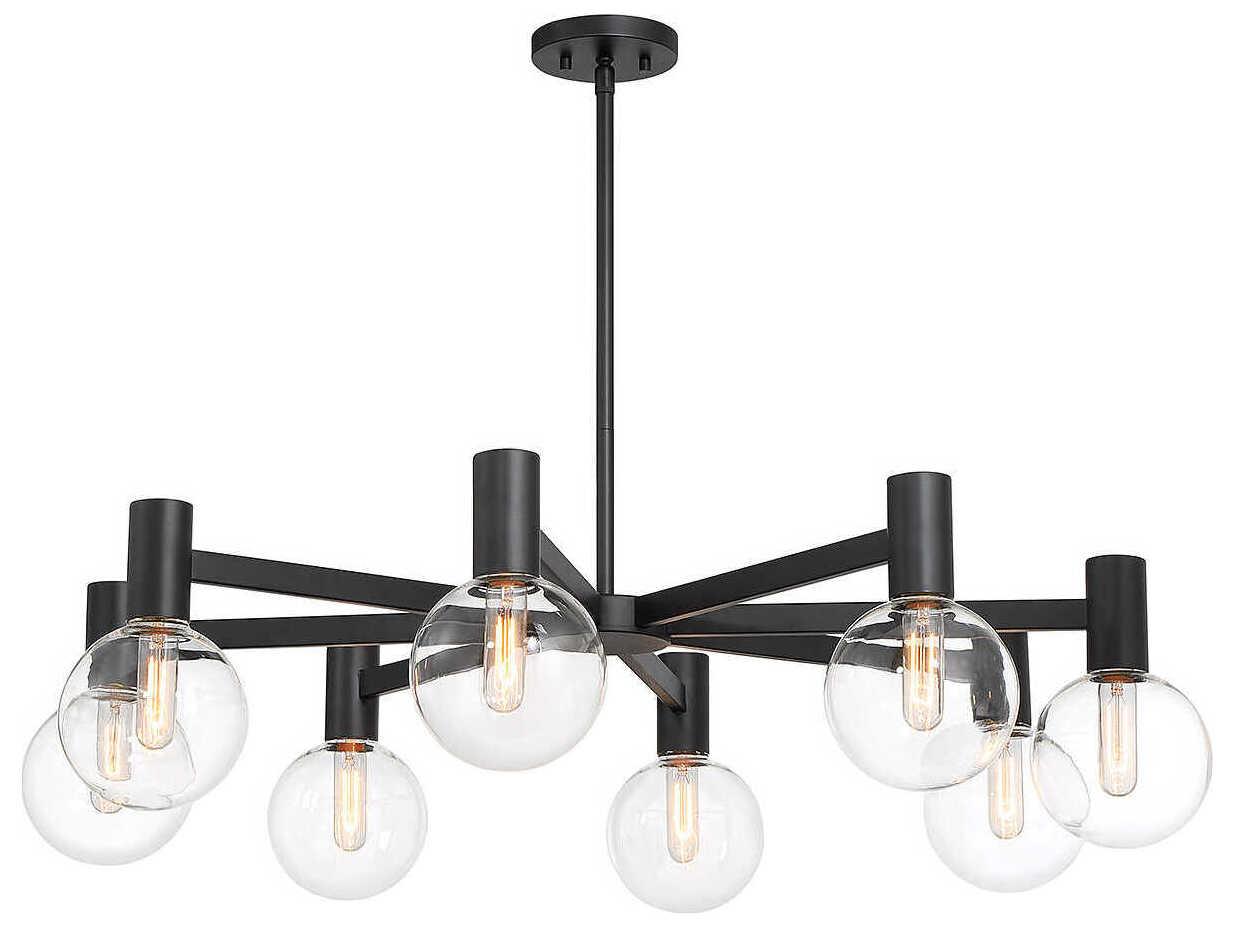 Savoy House Wright 8-Light Matte Black Glass Globe Chandelier