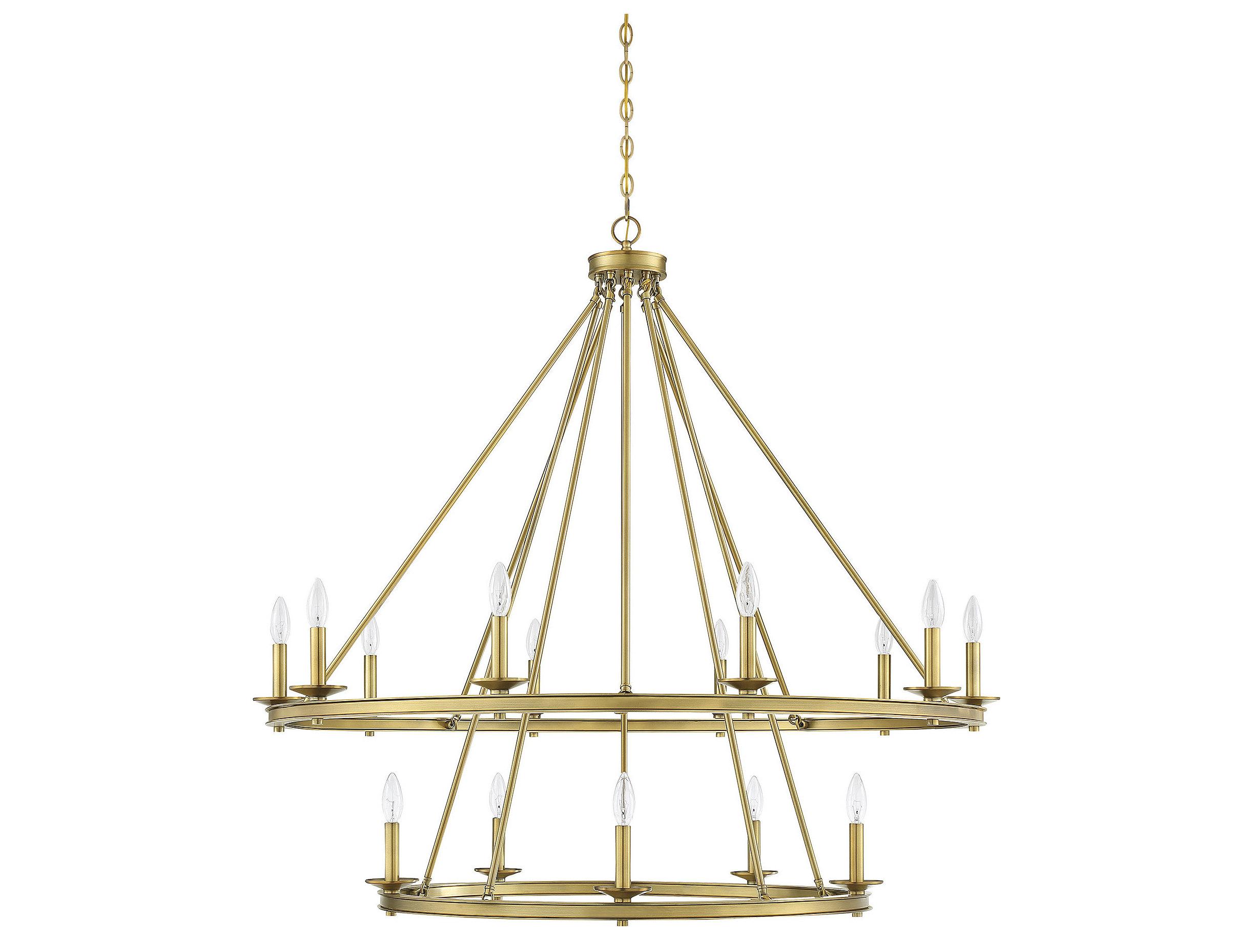 Savoy House Middleton 15-Light Warm Brass Candelabra Tiered Chandelier