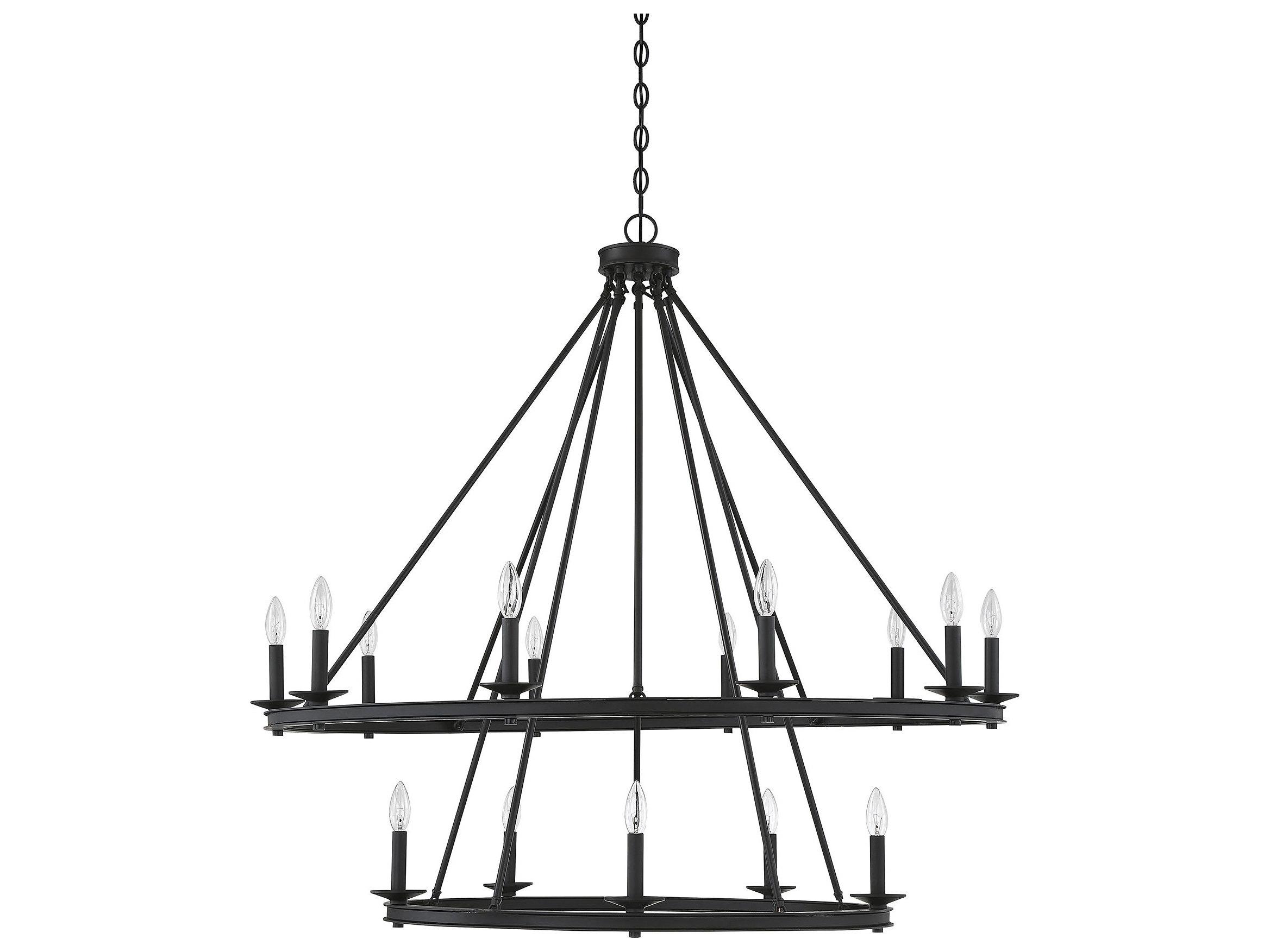 Savoy House Middleton 15-Light Matte Black Candelabra Tiered Chandelier