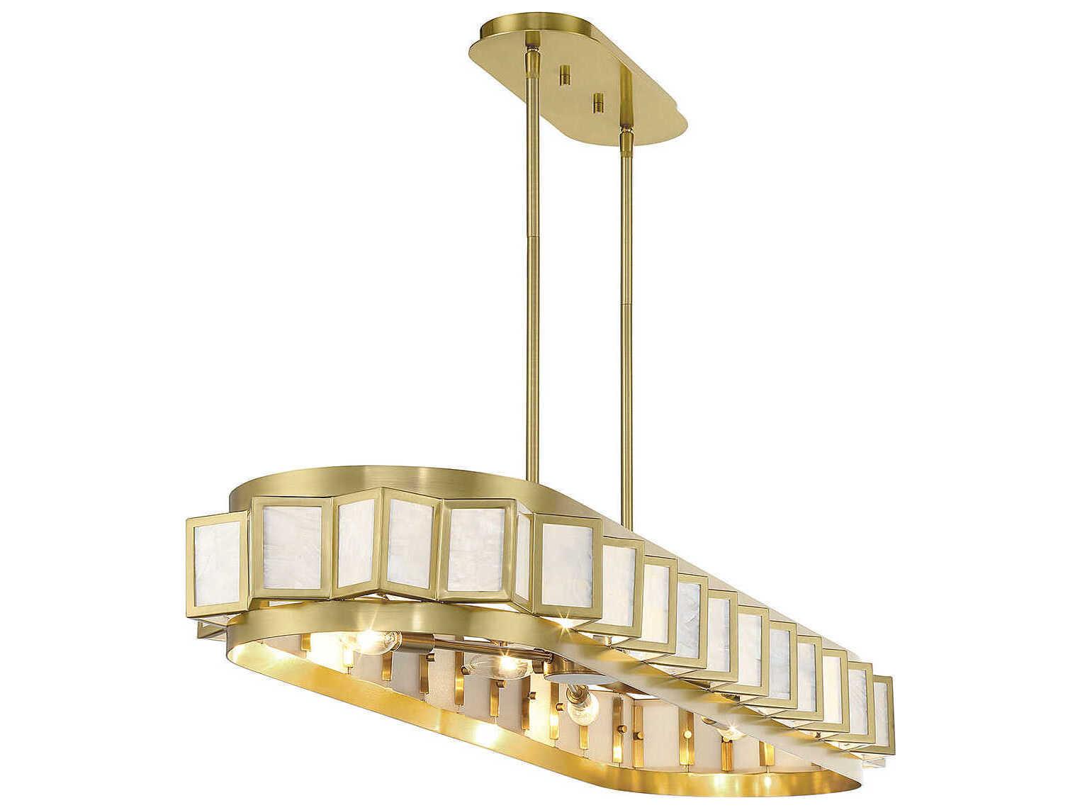 Savoy House Gideon 8-Light Warm Brass Linear Island Pendant