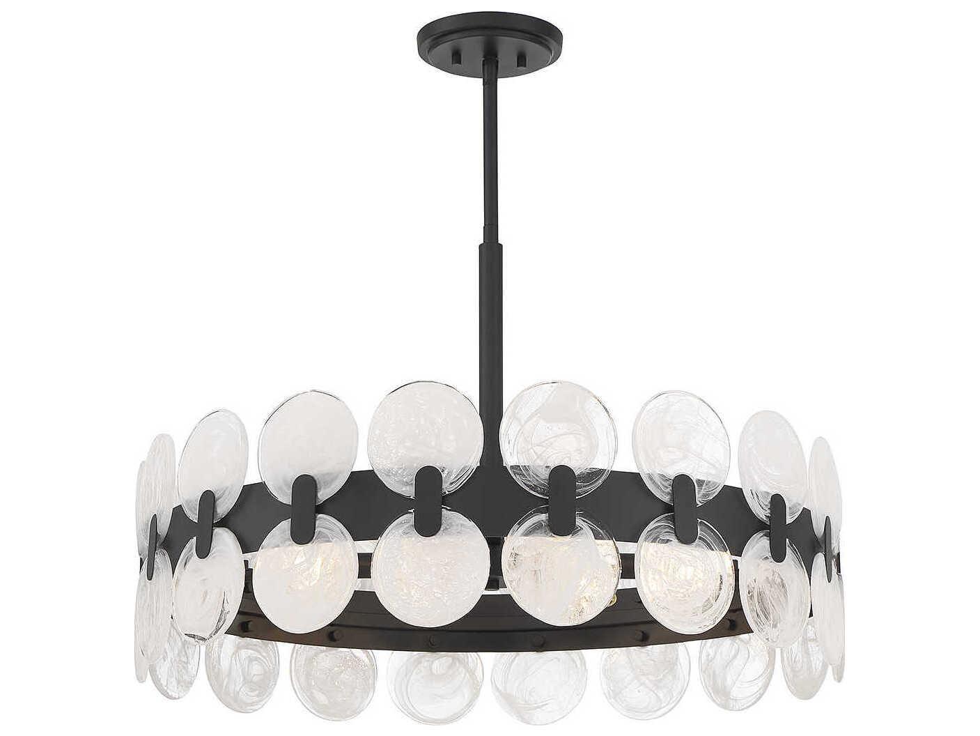 Savoy House Boca 6-Light Matte Black Glass Pendant