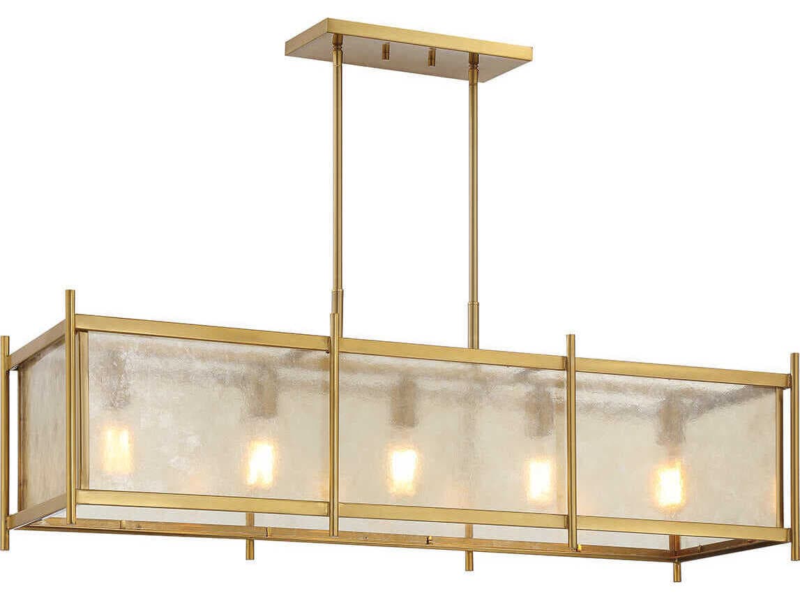 Savoy House Jacobs 5-Light Warm Brass Linear Island Pendant