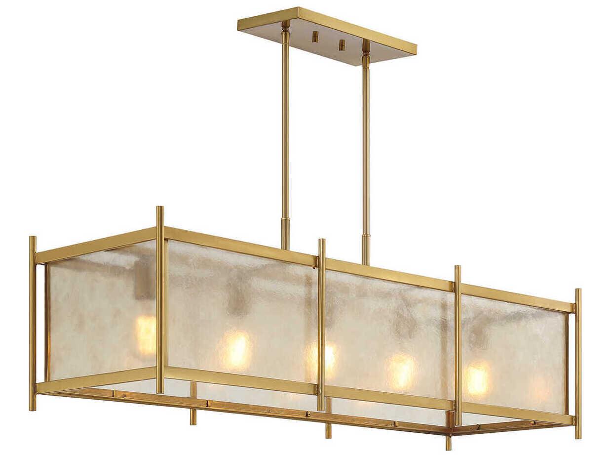 Savoy House Jacobs 5-Light Warm Brass Linear Island Pendant