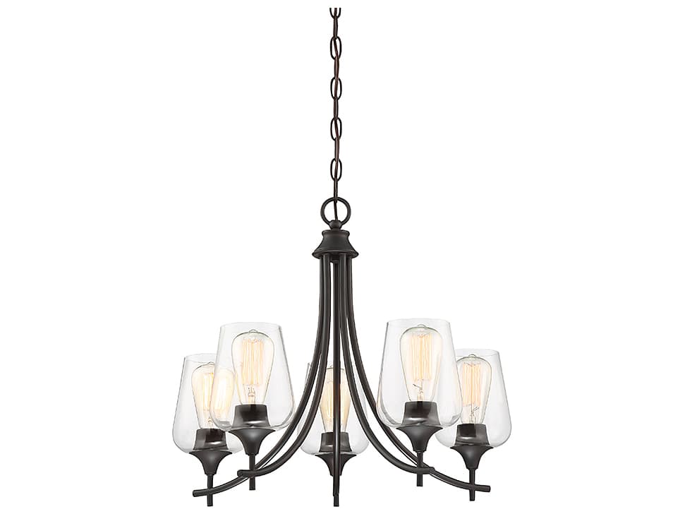 Savoy House Octave 5-Light English Bronze Glass Chandelier
