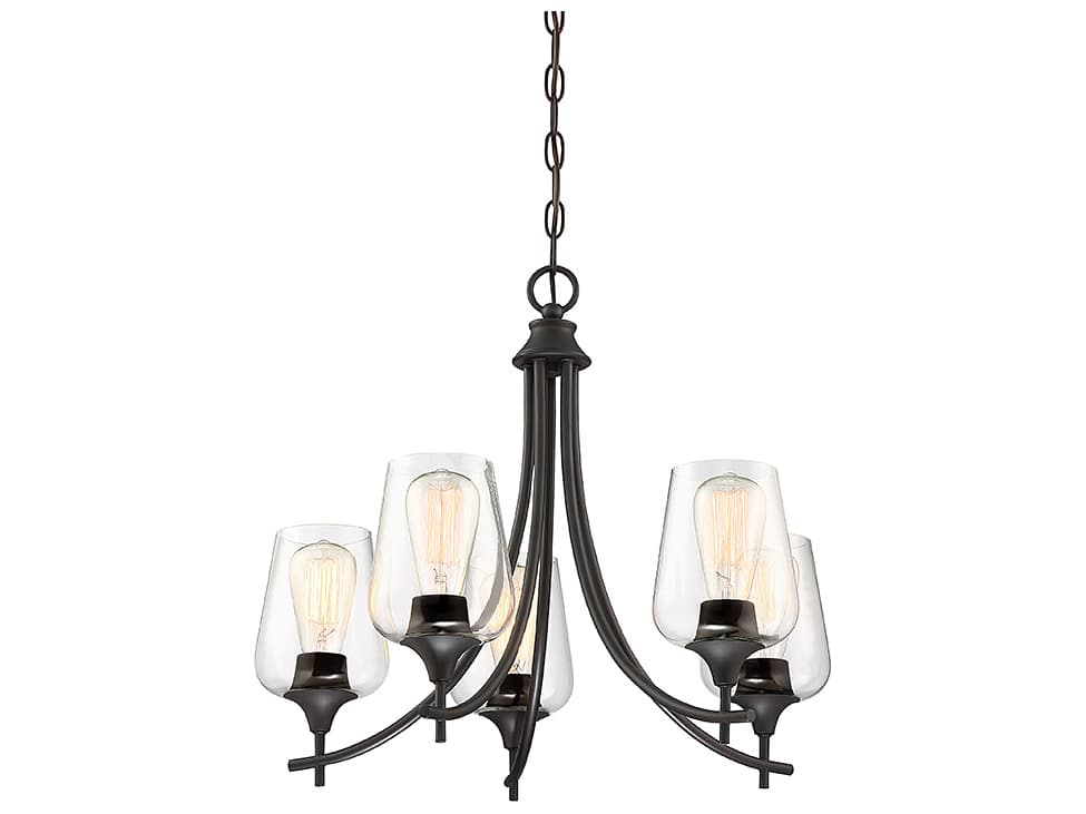 Savoy House Octave 5-Light English Bronze Glass Chandelier
