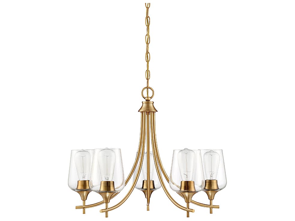 Savoy House Octave 5-Light Warm Brass Glass Chandelier