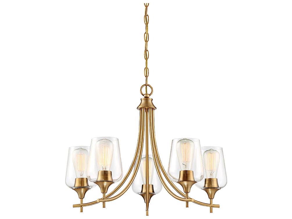 Savoy House Octave 5-Light Warm Brass Glass Chandelier
