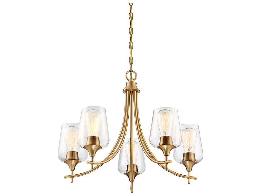 Savoy House Octave 5-Light Warm Brass Glass Chandelier