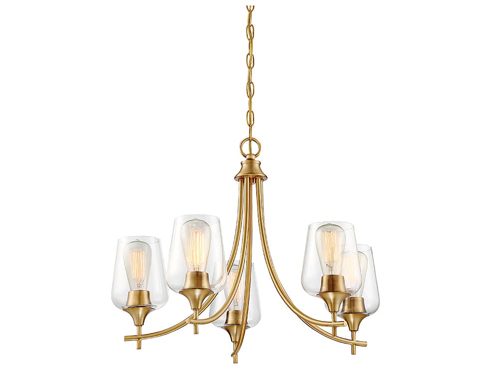 Savoy House Octave 5-Light Warm Brass Glass Chandelier
