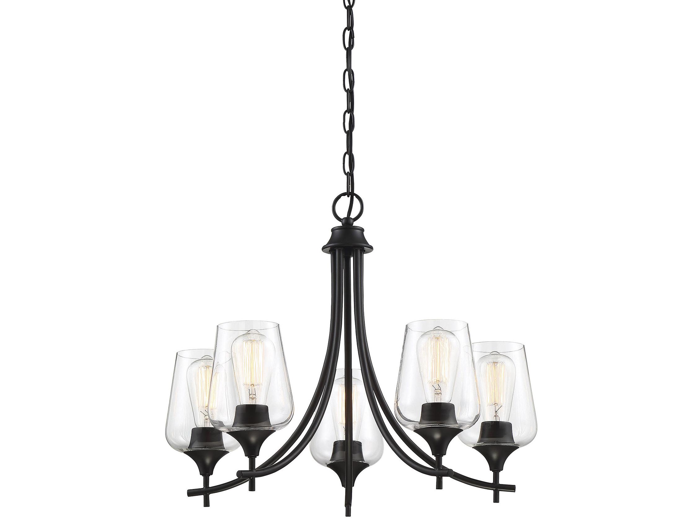Savoy House Octave 5-Light Black Glass Chandelier