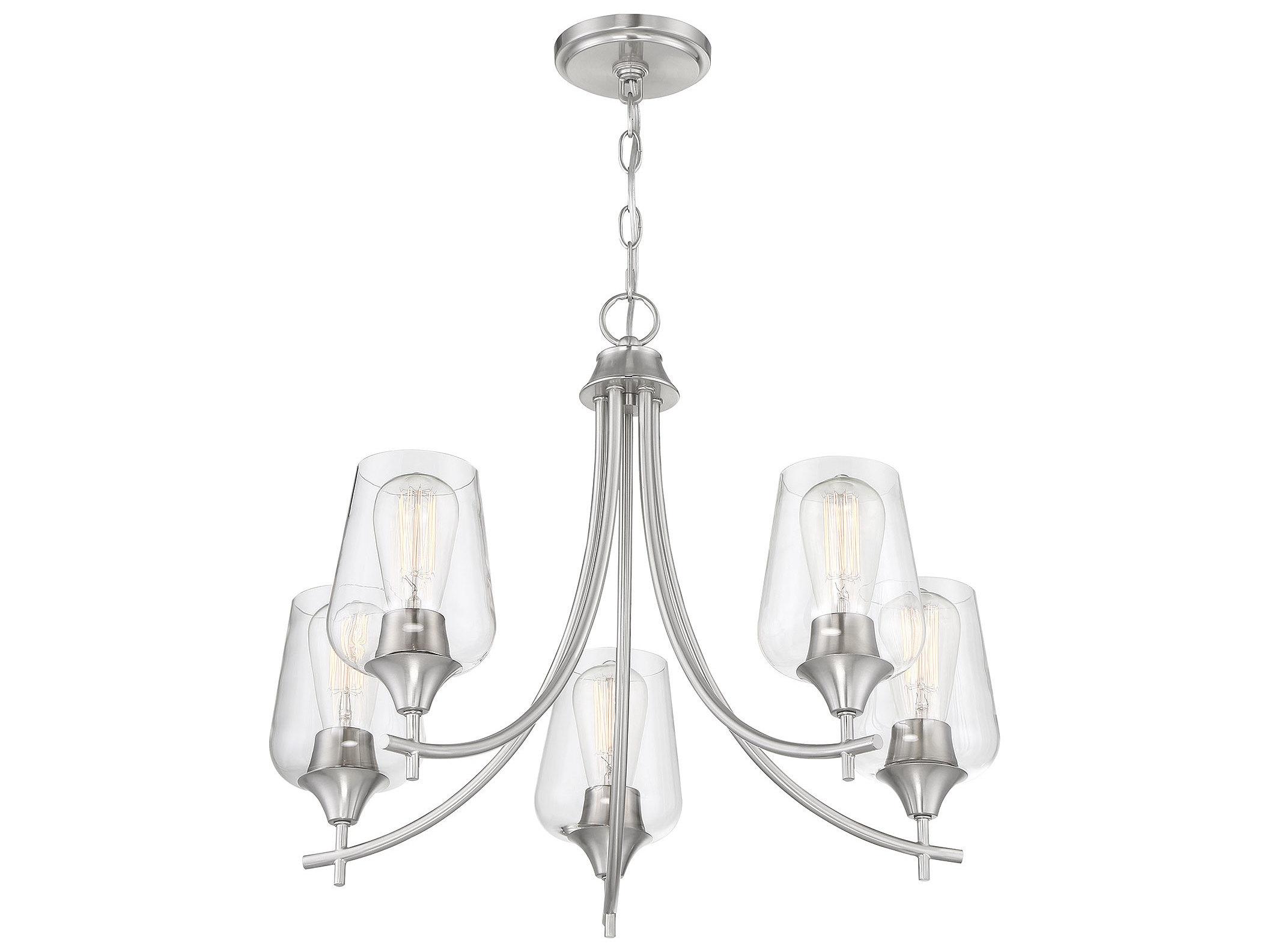 Savoy House Octave 5-Light Satin Nickel Glass Chandelier