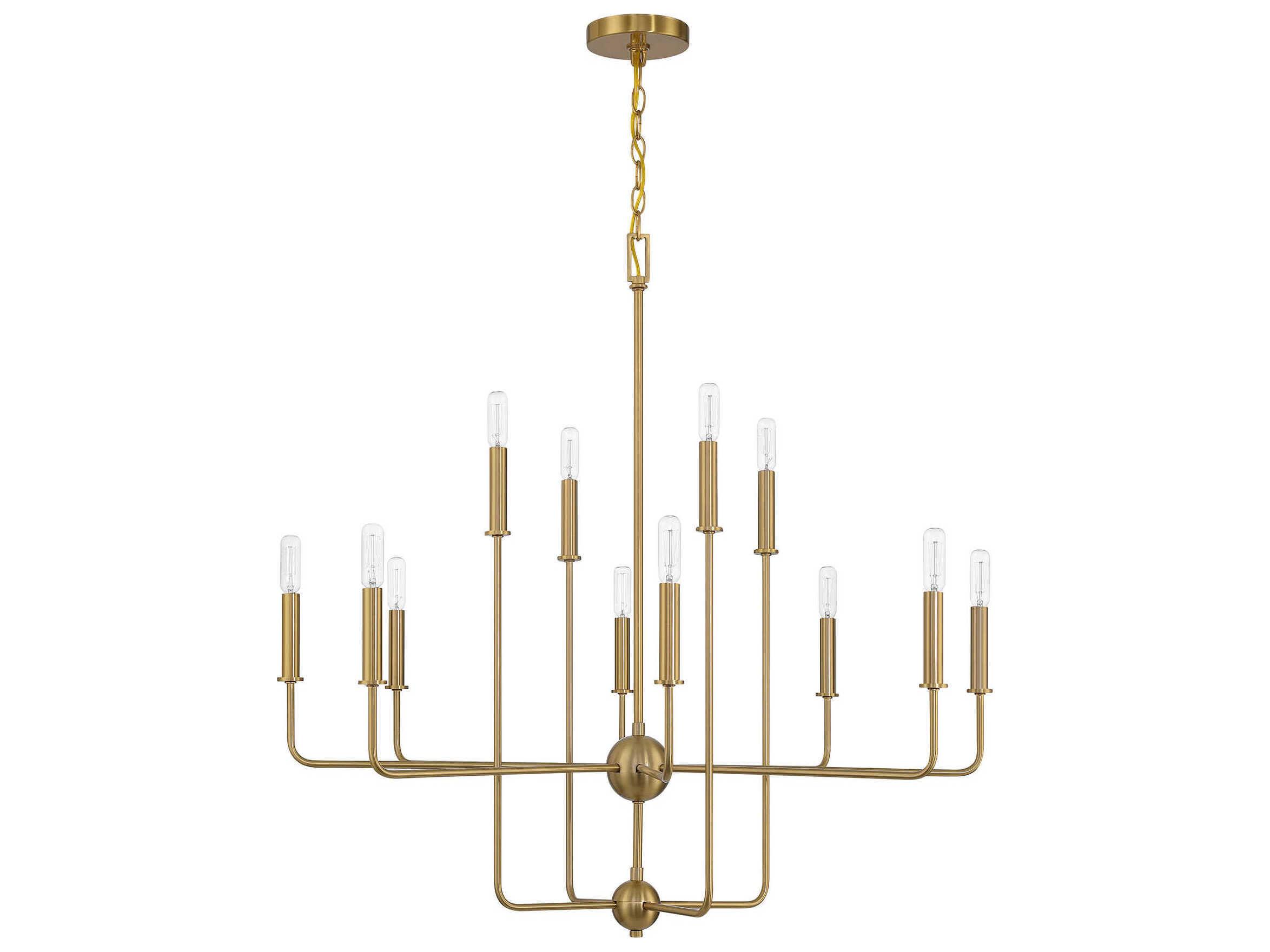 Savoy House Avondale 12-Light Warm Brass Candelabra Chandelier