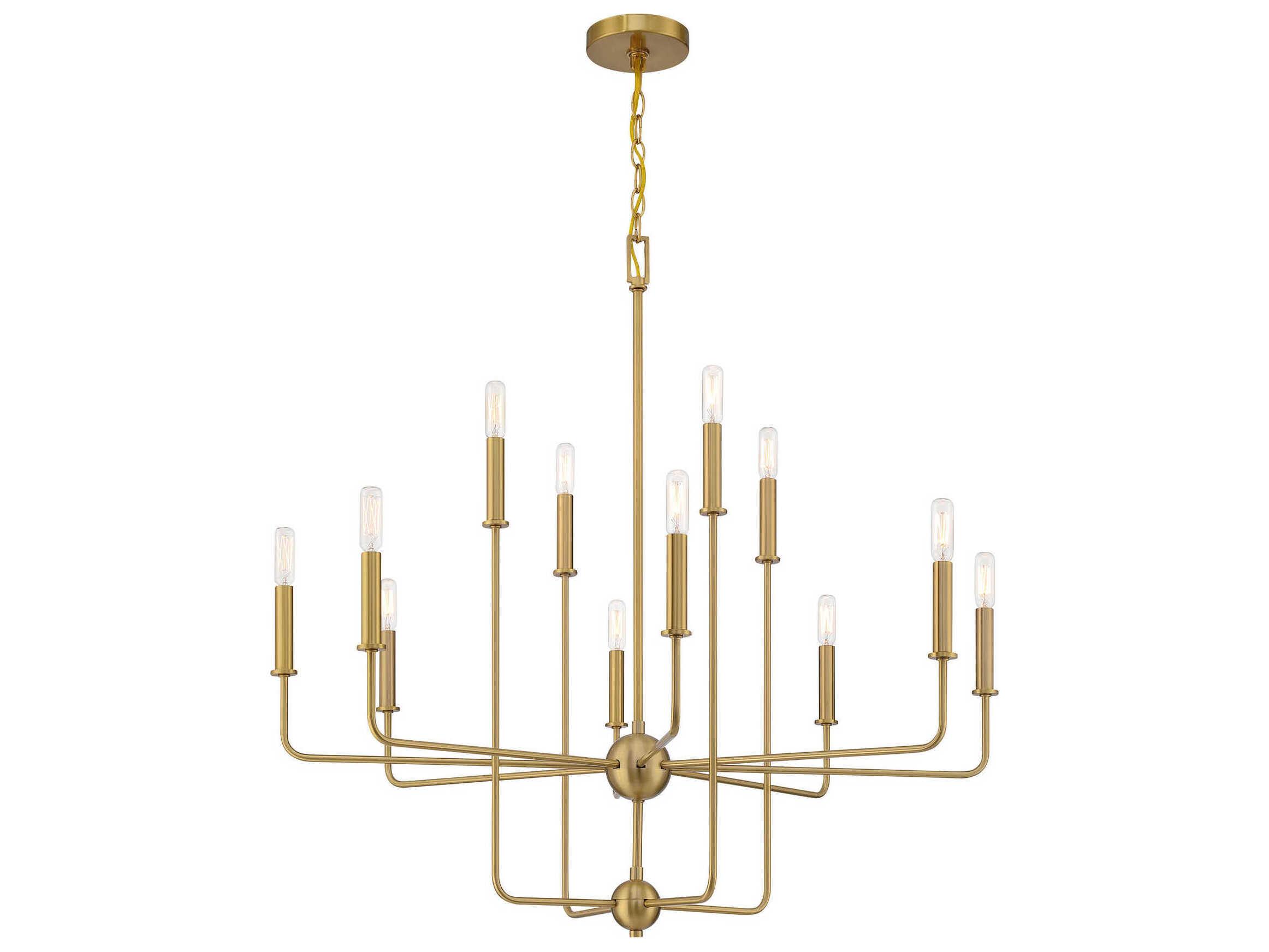 Savoy House Avondale 12-Light Warm Brass Candelabra Chandelier