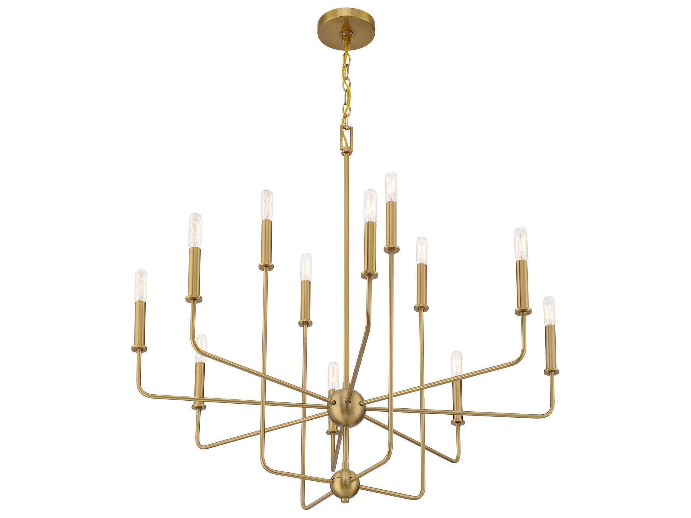 Savoy House Avondale 12-Light Warm Brass Candelabra Chandelier