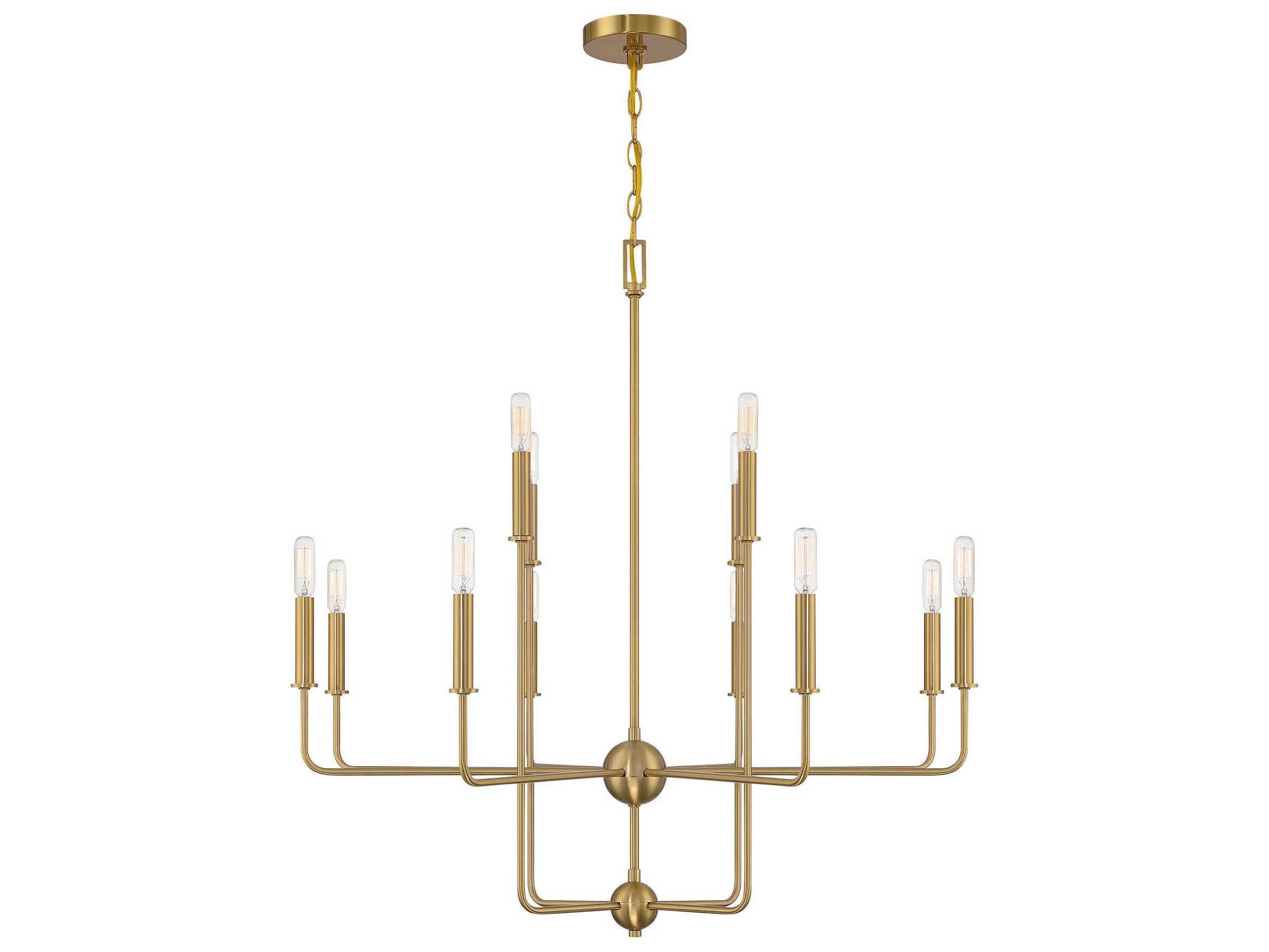 Savoy House Avondale 12-Light Warm Brass Candelabra Chandelier