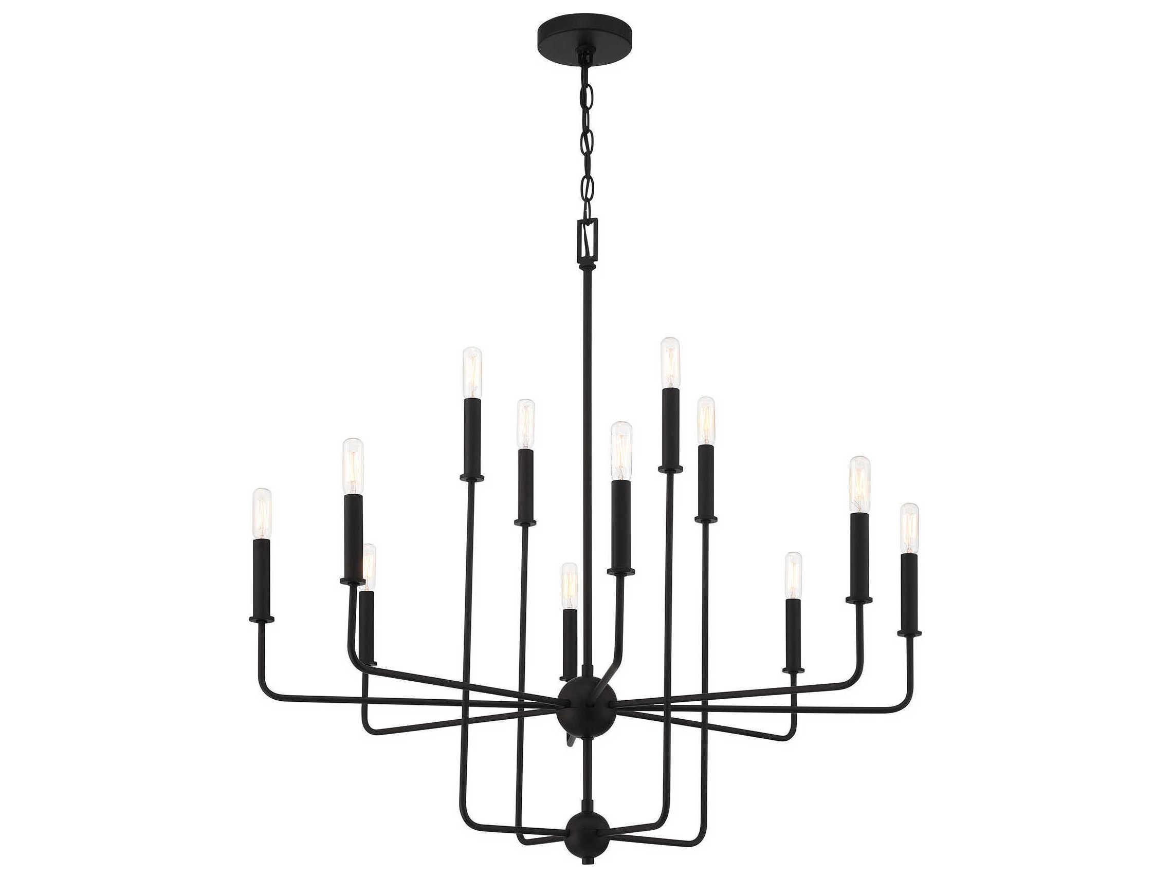 Savoy House Avondale 12-Light Matte Black Candelabra Chandelier