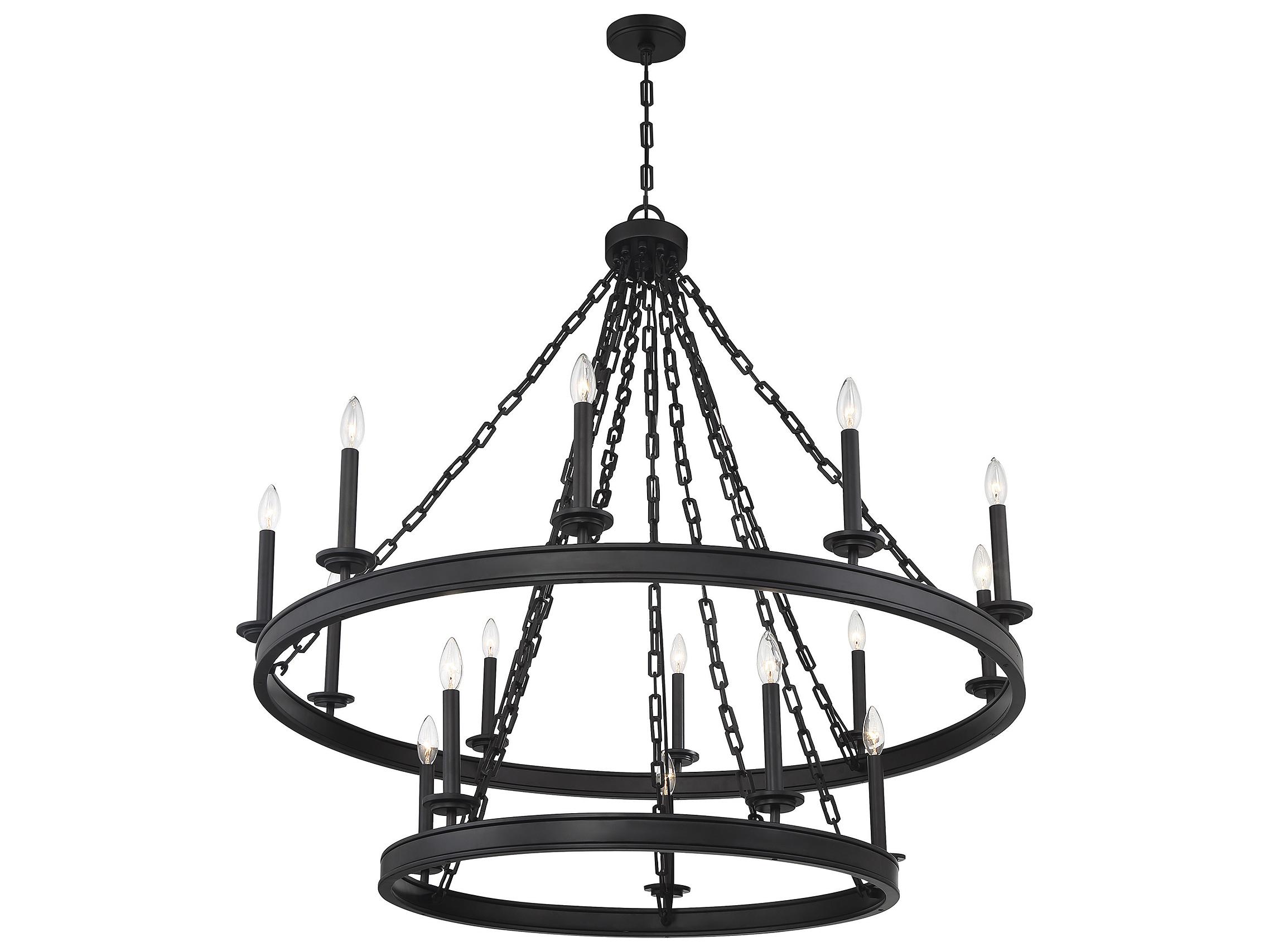 Savoy House Seville 15-Light Matte Black Candelabra Tiered Chandelier