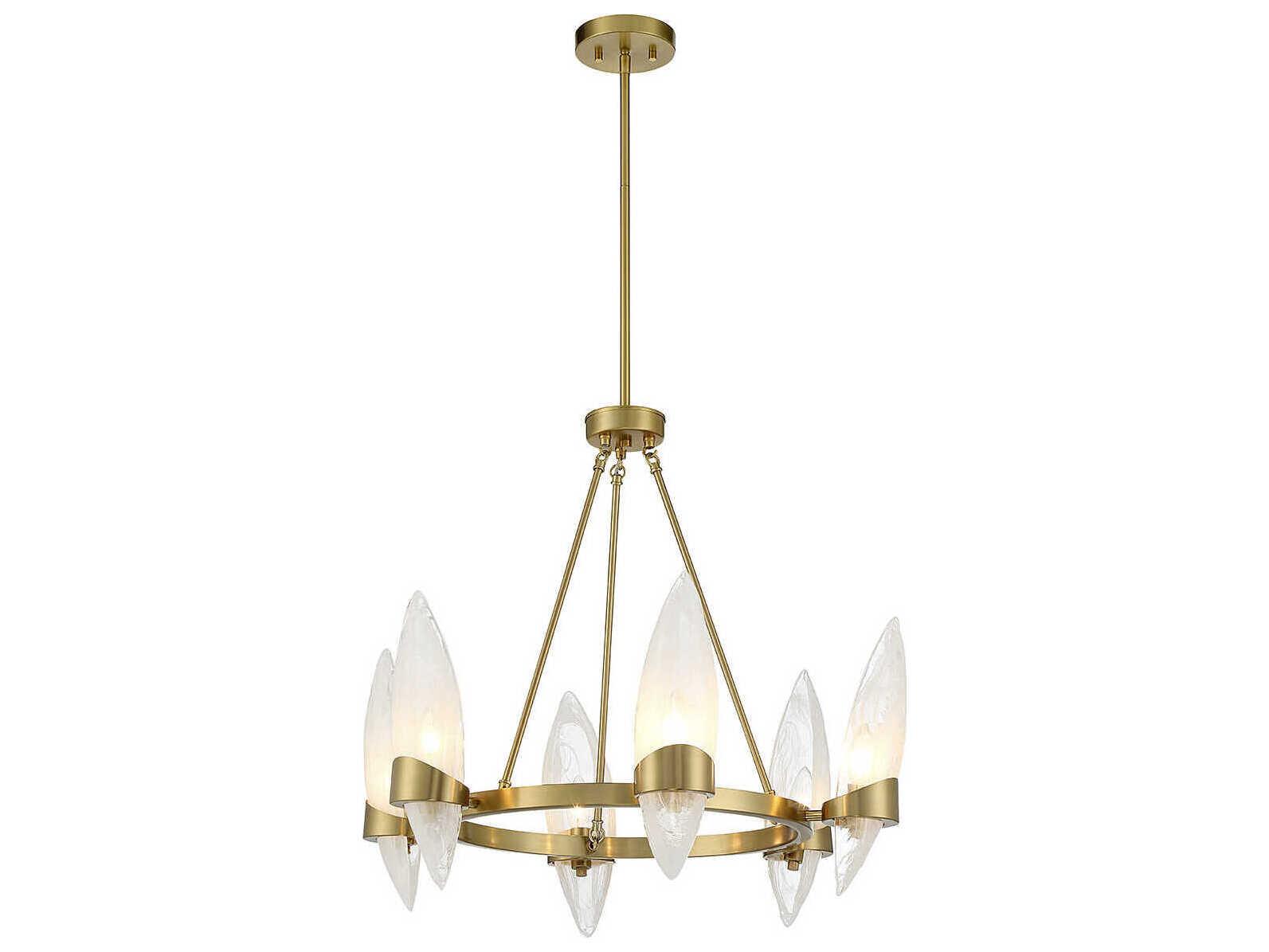 Savoy House Nouvel 6-Light Warm Brass Glass Chandelier