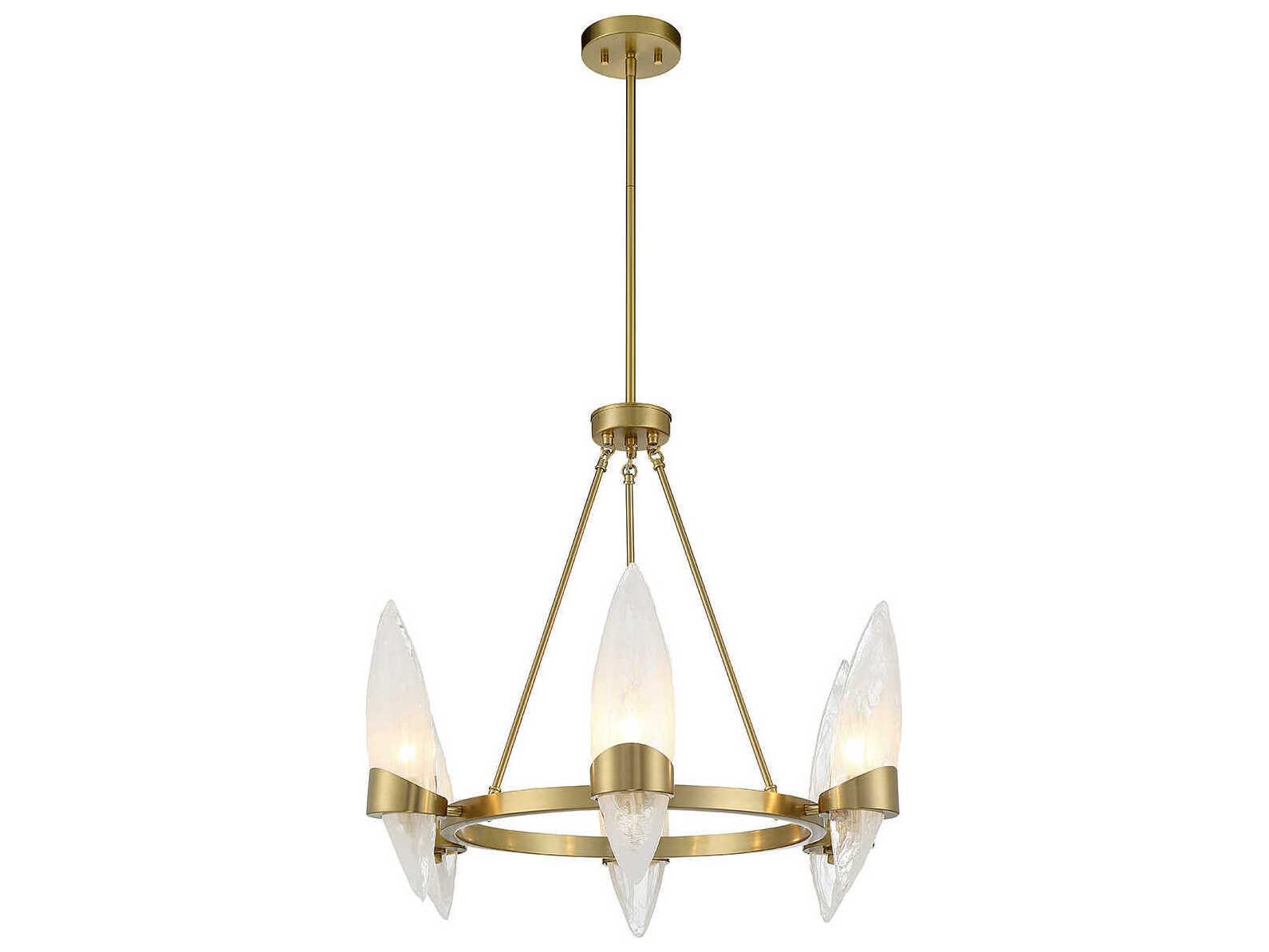 Savoy House Nouvel 6-Light Warm Brass Glass Chandelier