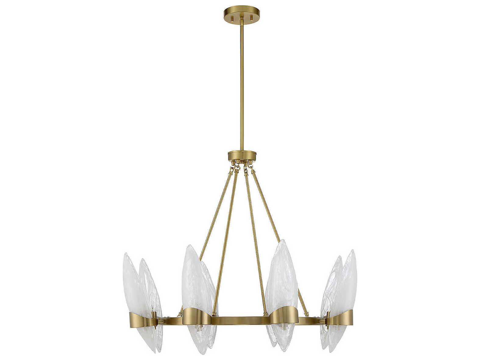 Savoy House Nouvel 8-Light Warm Brass Glass Chandelier