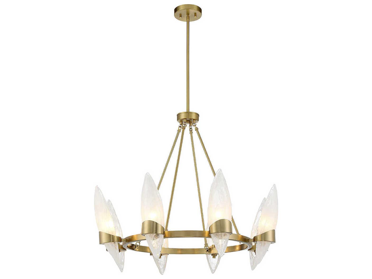 Savoy House Nouvel 8-Light Warm Brass Glass Chandelier