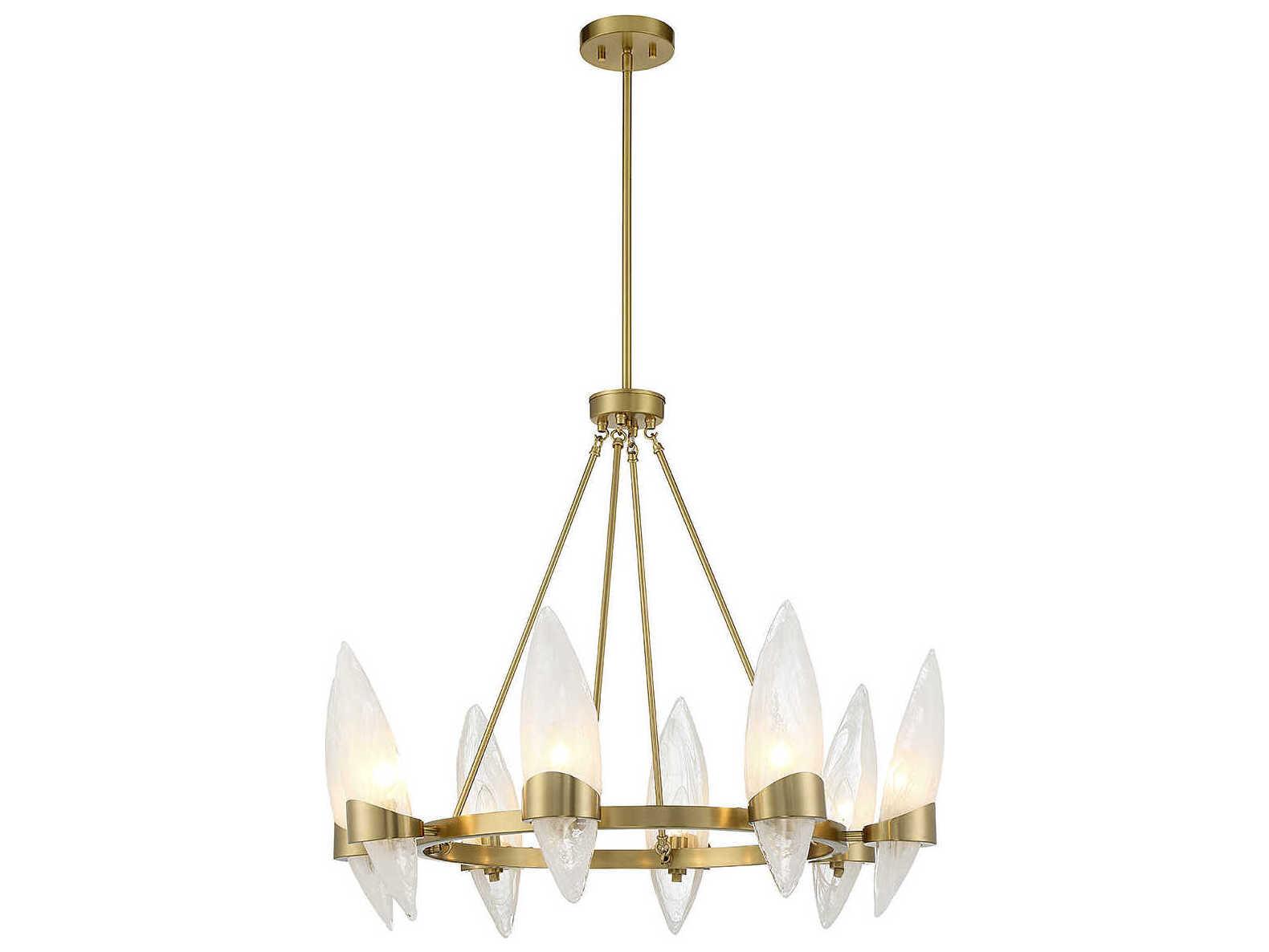 Savoy House Nouvel 8-Light Warm Brass Glass Chandelier
