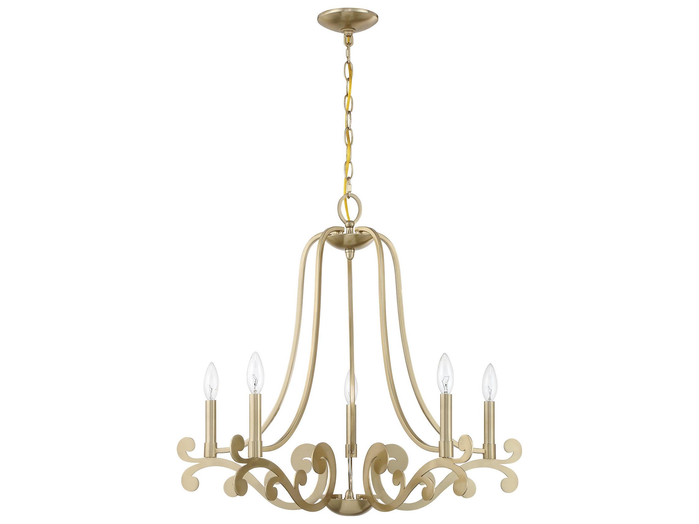 Savoy House Lombard 5-Light Noble Brass Candelabra Chandelier