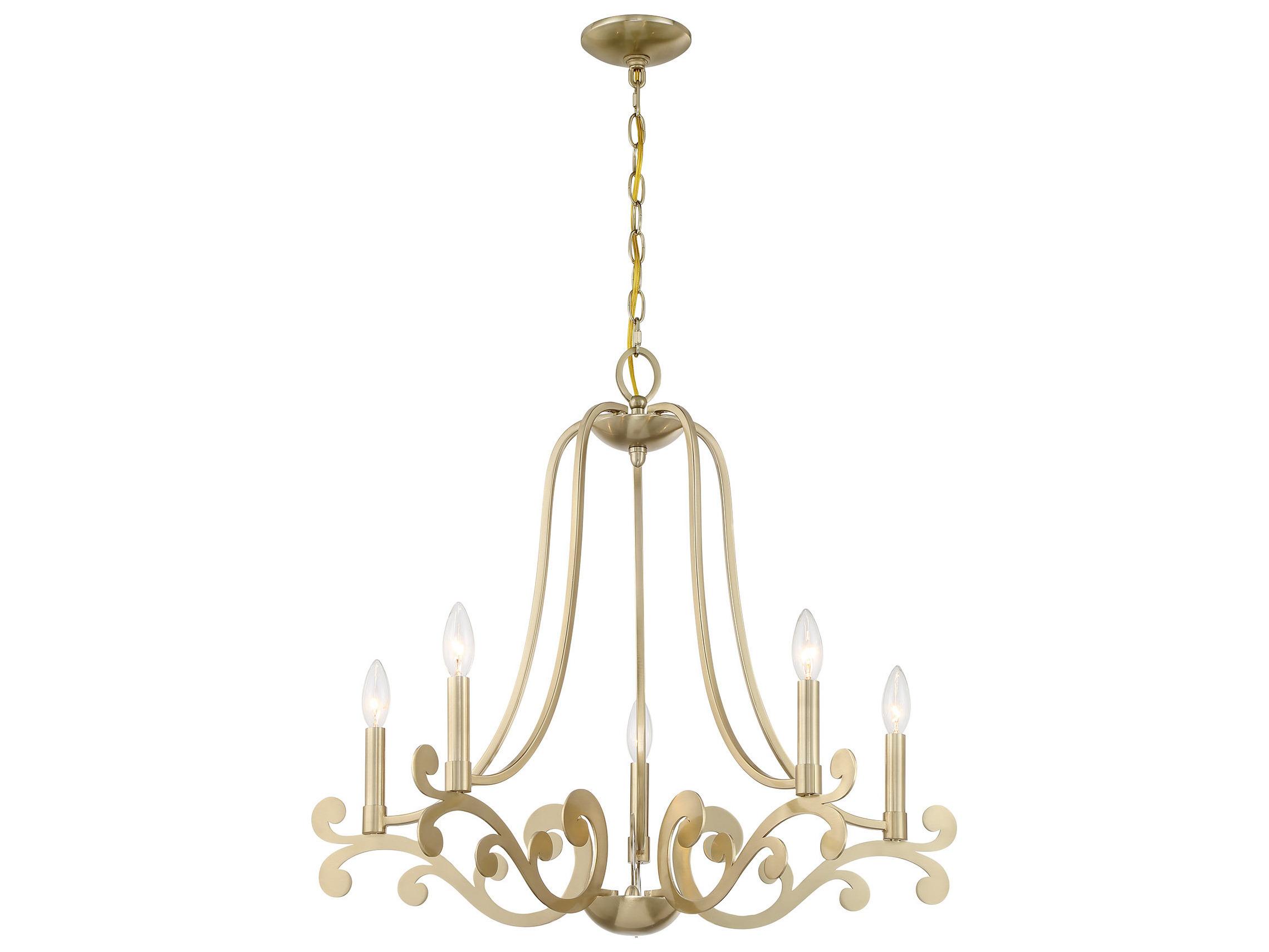 Savoy House Lombard 5-Light Noble Brass Candelabra Chandelier