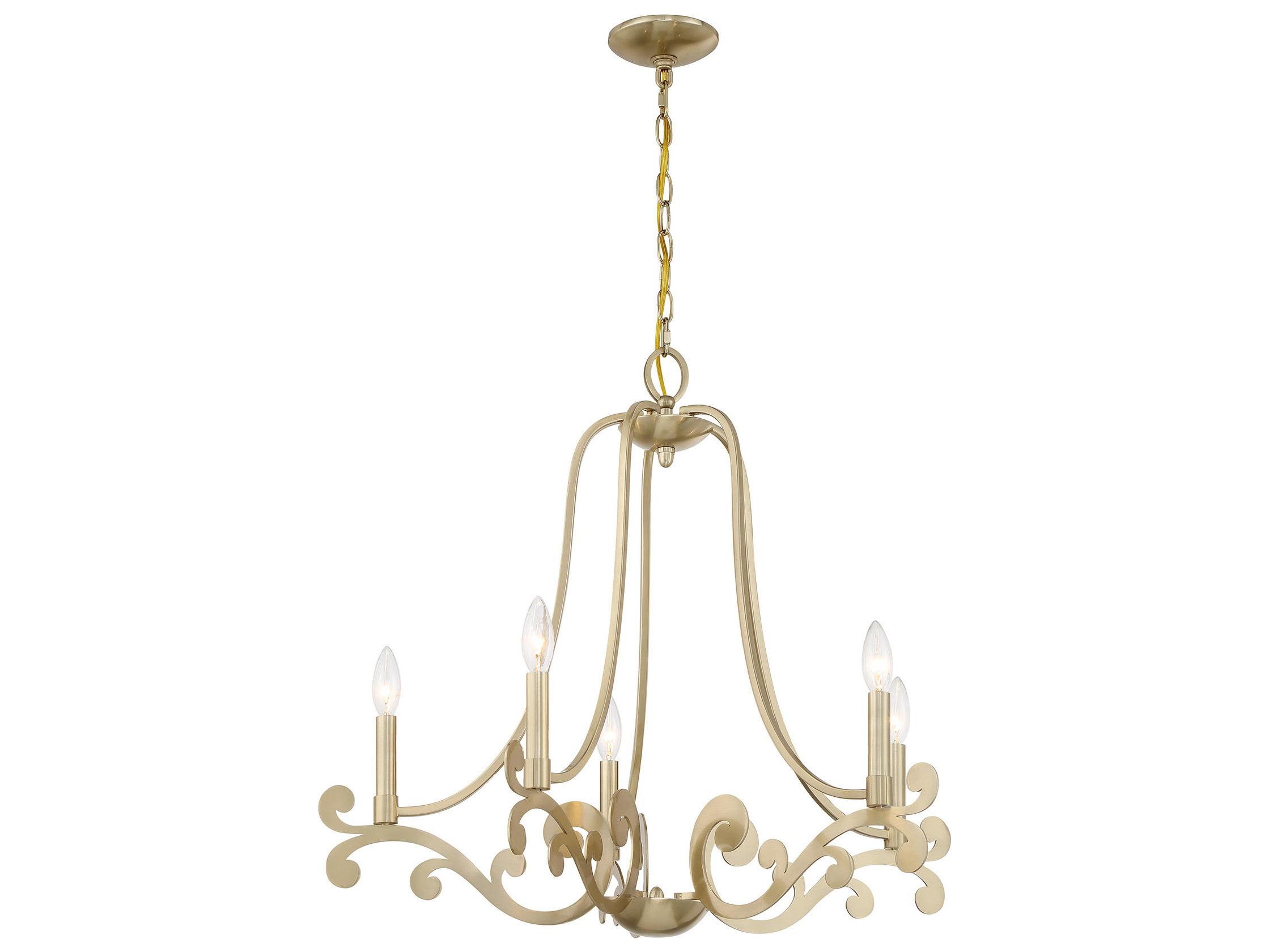 Savoy House Lombard 5-Light Noble Brass Candelabra Chandelier