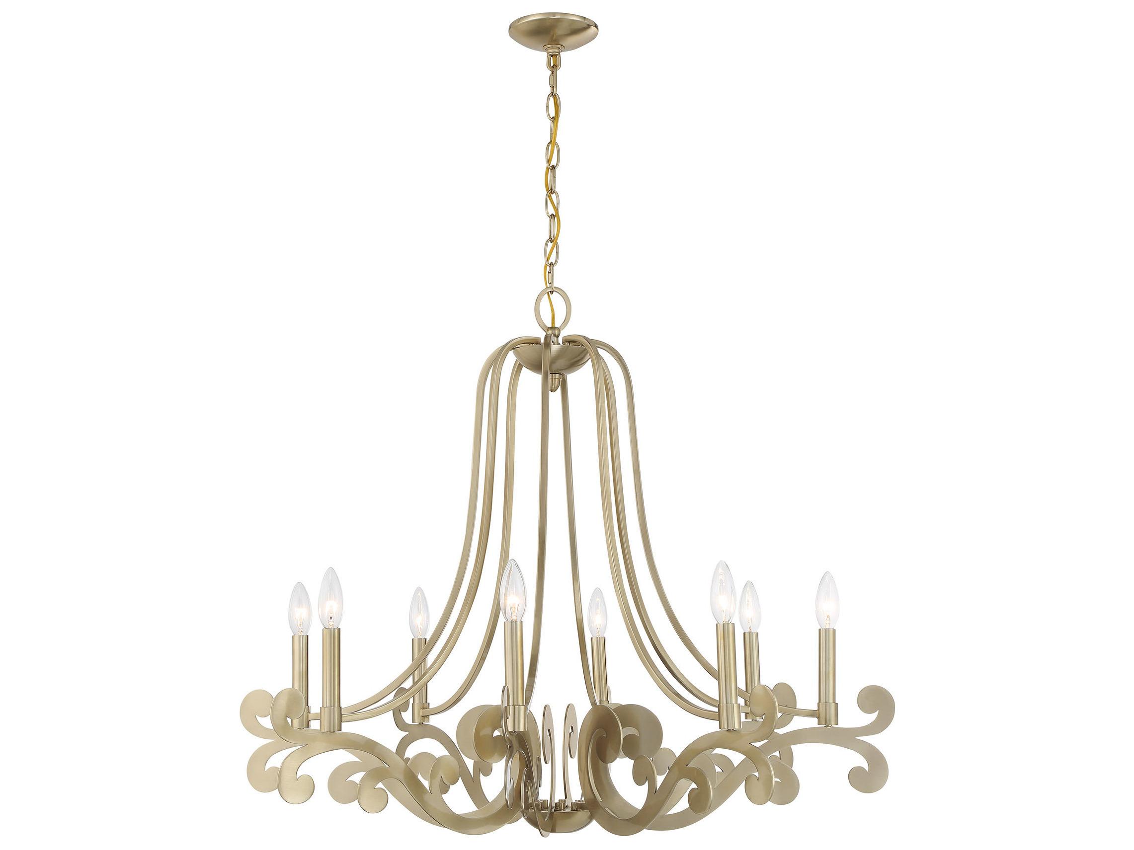 Savoy House Lombard 8-Light Noble Brass Candelabra Chandelier