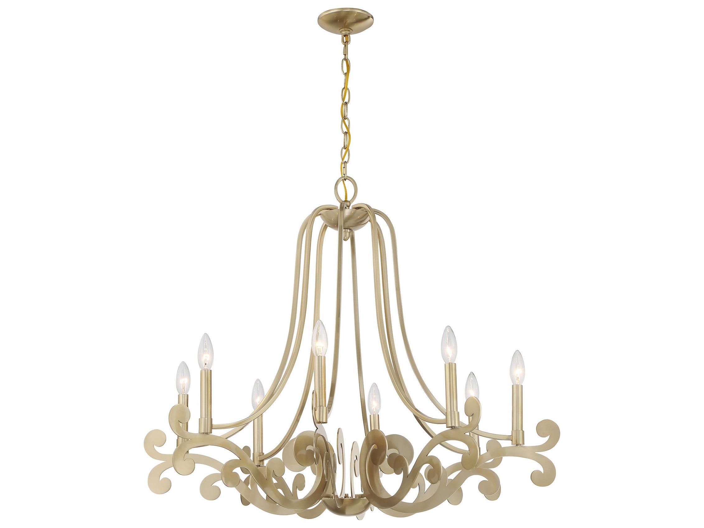Savoy House Lombard 8-Light Noble Brass Candelabra Chandelier