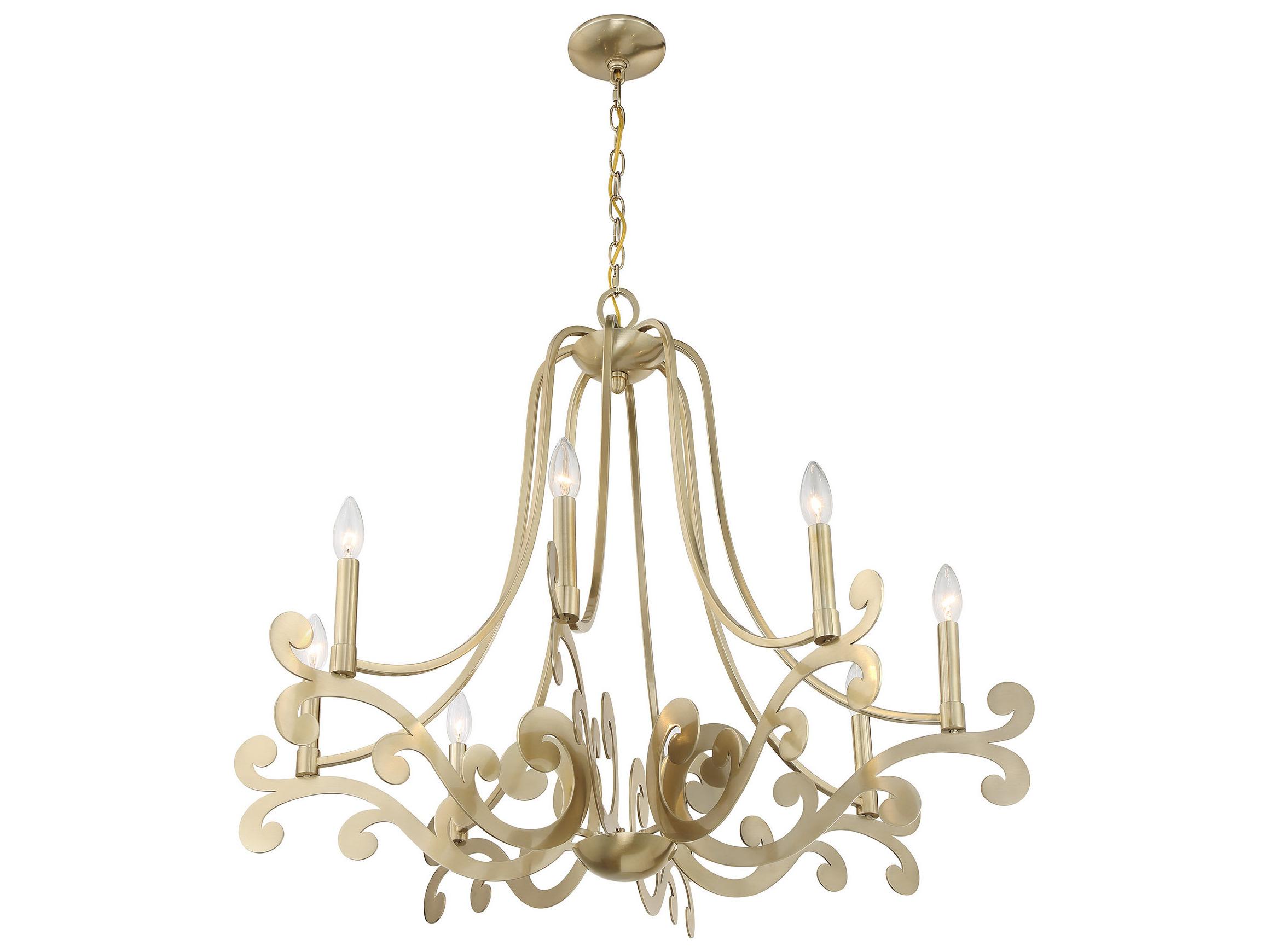 Savoy House Lombard 8-Light Noble Brass Candelabra Chandelier