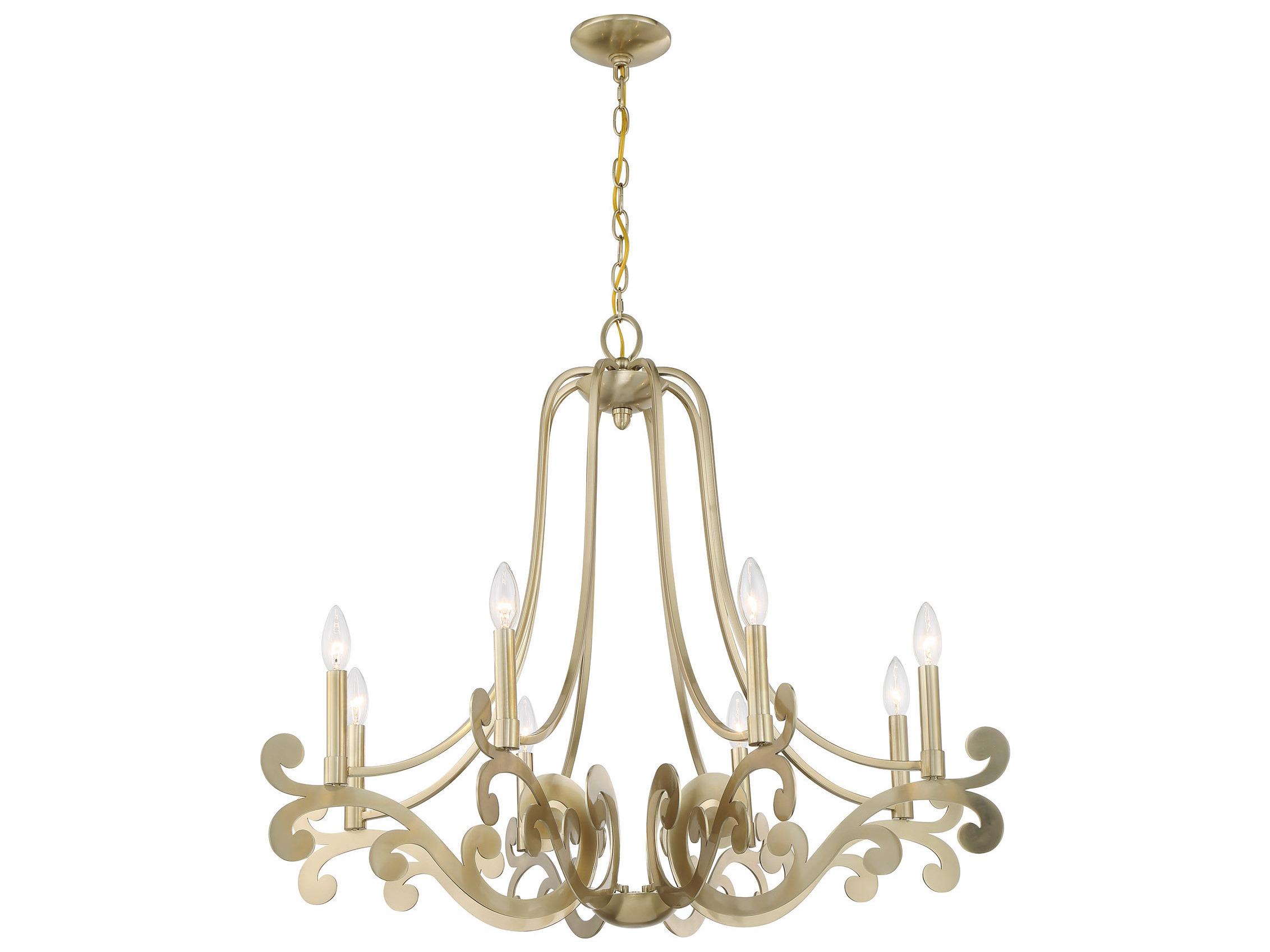 Savoy House Lombard 8-Light Noble Brass Candelabra Chandelier