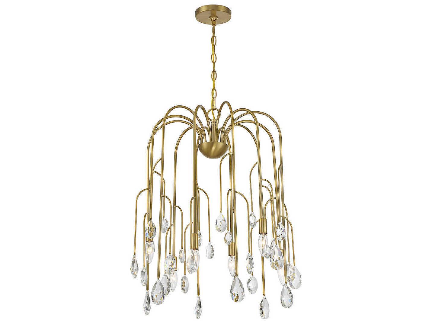Savoy House Anholt 6-Light Noble Brass Crystal Chandelier