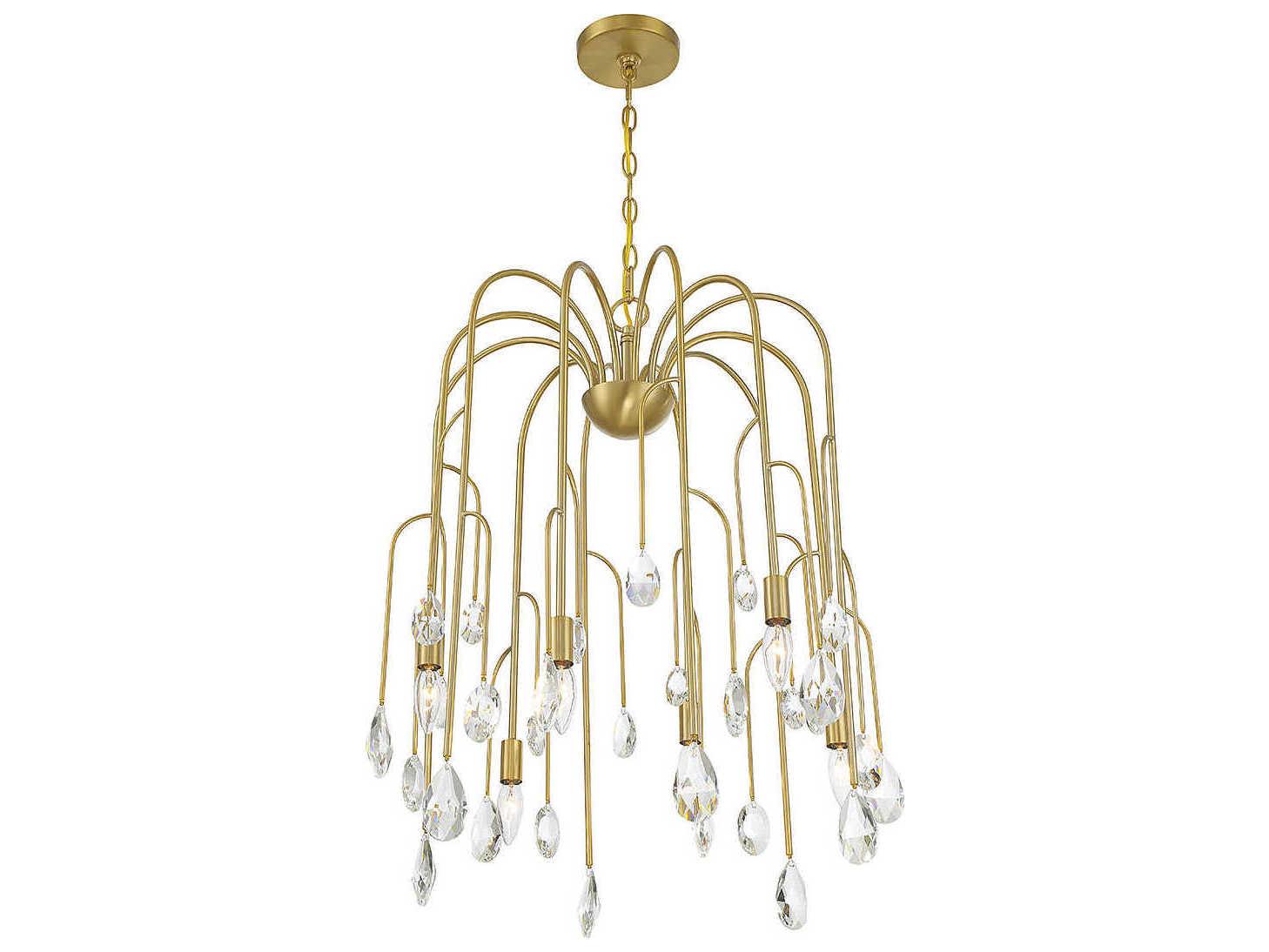 Savoy House Anholt 6-Light Noble Brass Crystal Chandelier