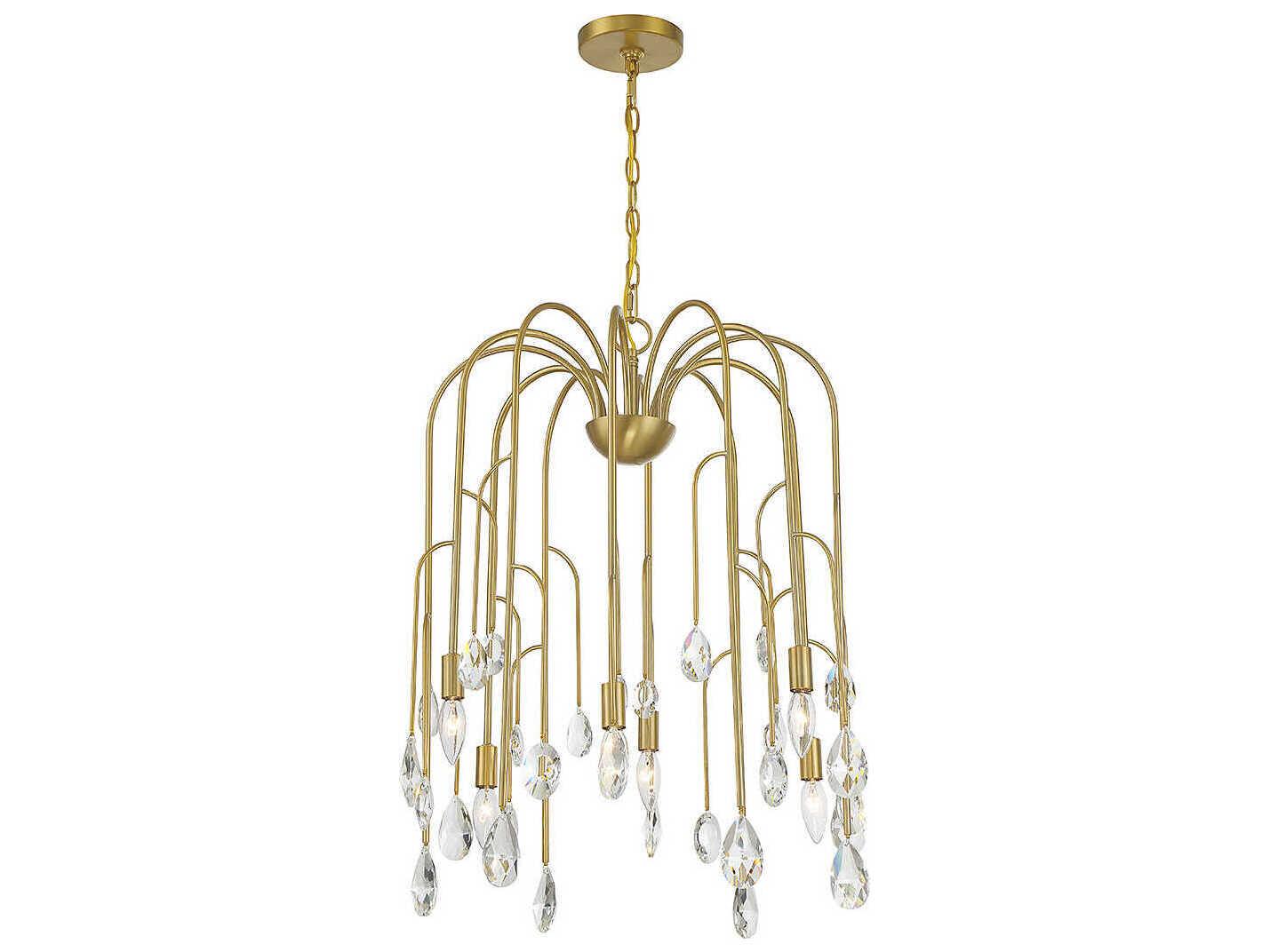 Savoy House Anholt 6-Light Noble Brass Crystal Chandelier