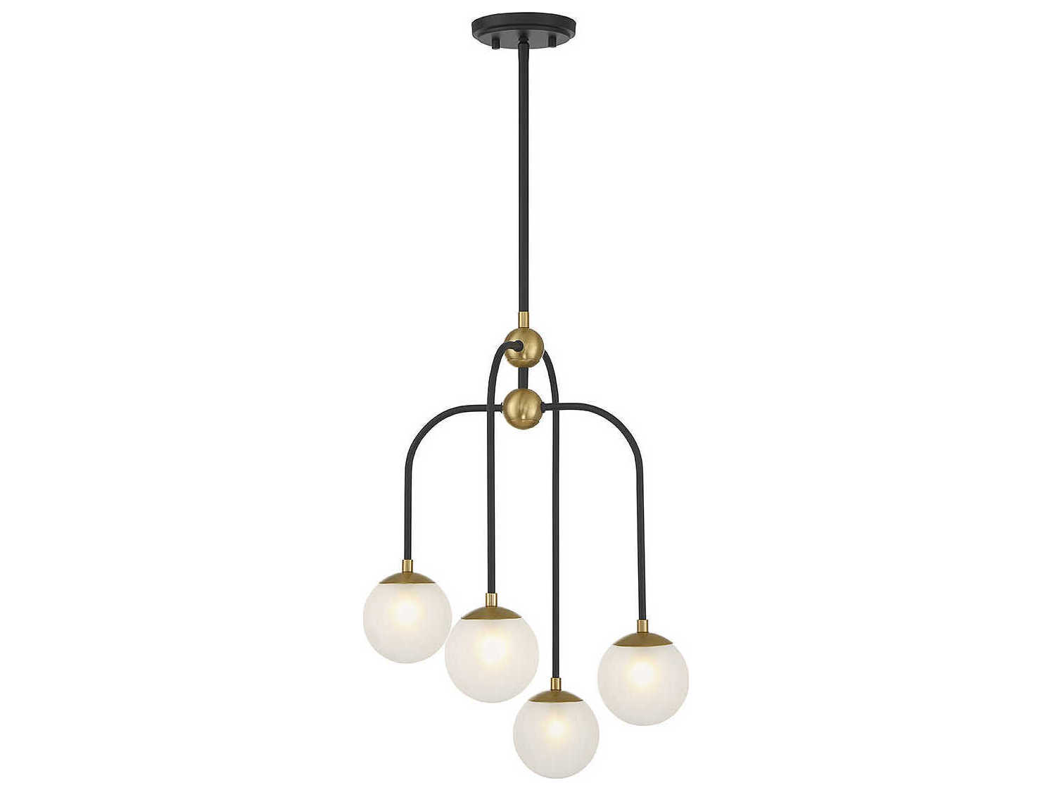 Savoy House Couplet 4-Light Matte Black Warm Brass Glass Globe Chandelier