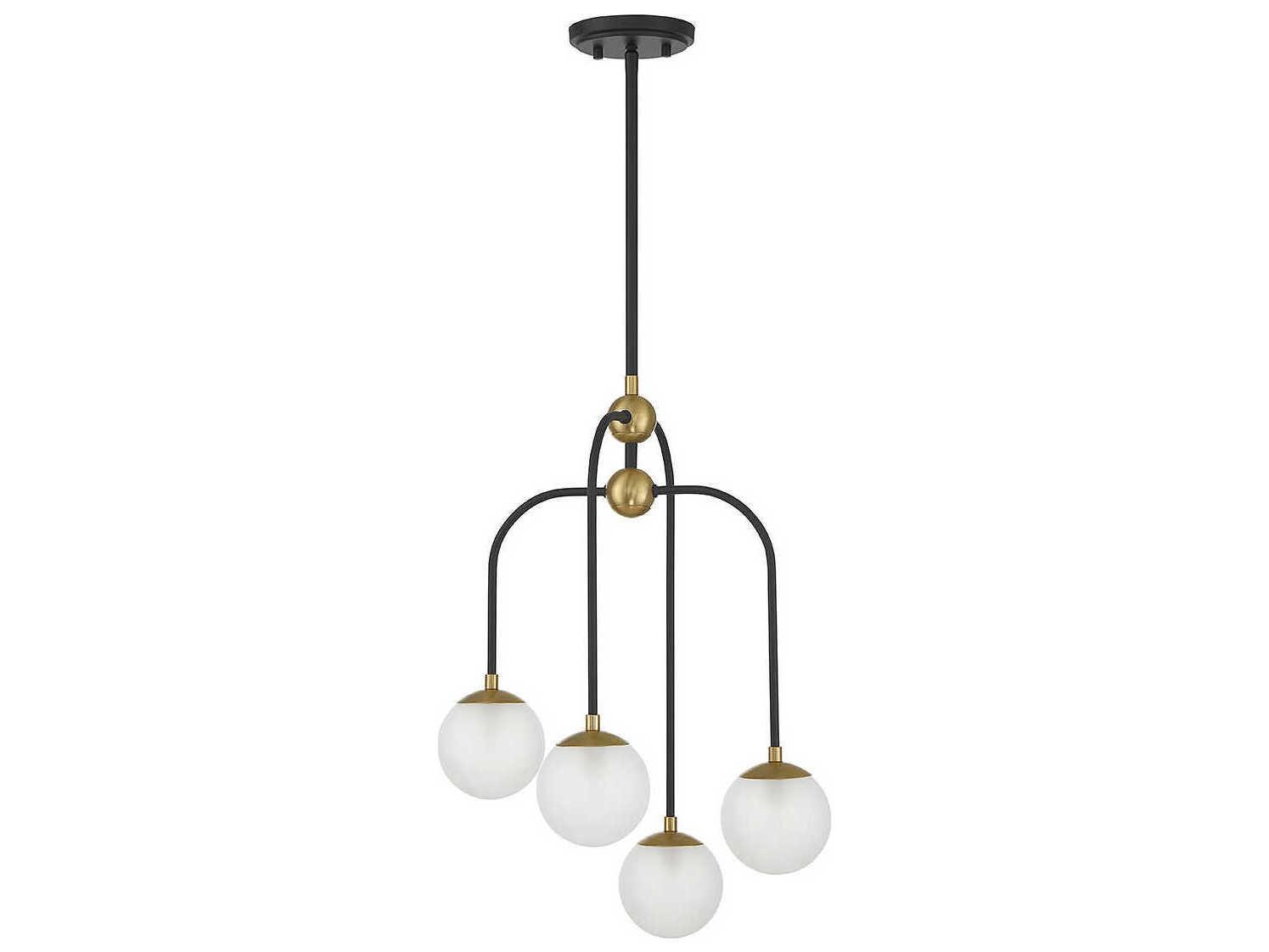 Savoy House Couplet 4-Light Matte Black Warm Brass Glass Globe Chandelier