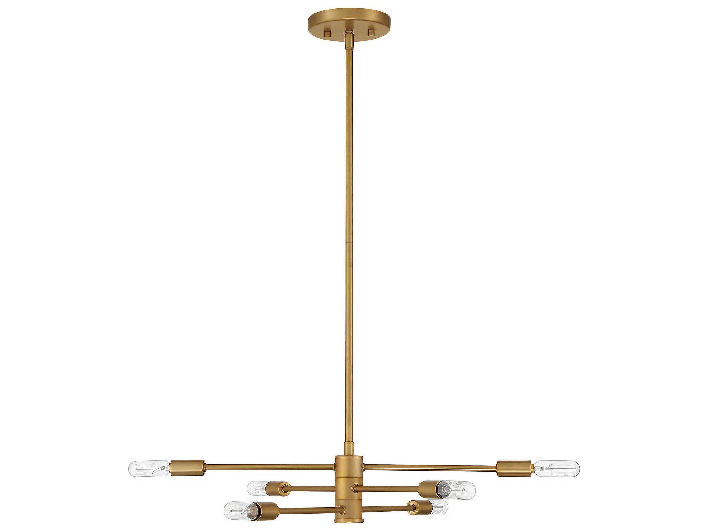 Savoy House Lyrique 6-Light Warm Brass Linear Sputnik Tiered Chandelier