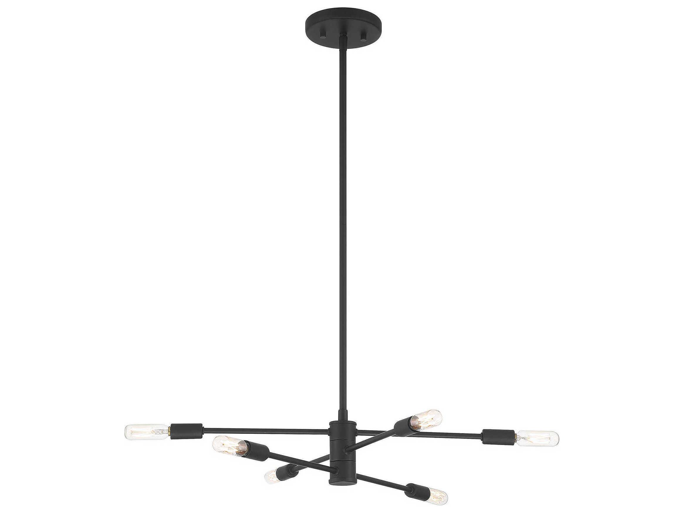 Savoy House Lyrique 6-Light Matte Black Linear Sputnik Tiered Chandelier