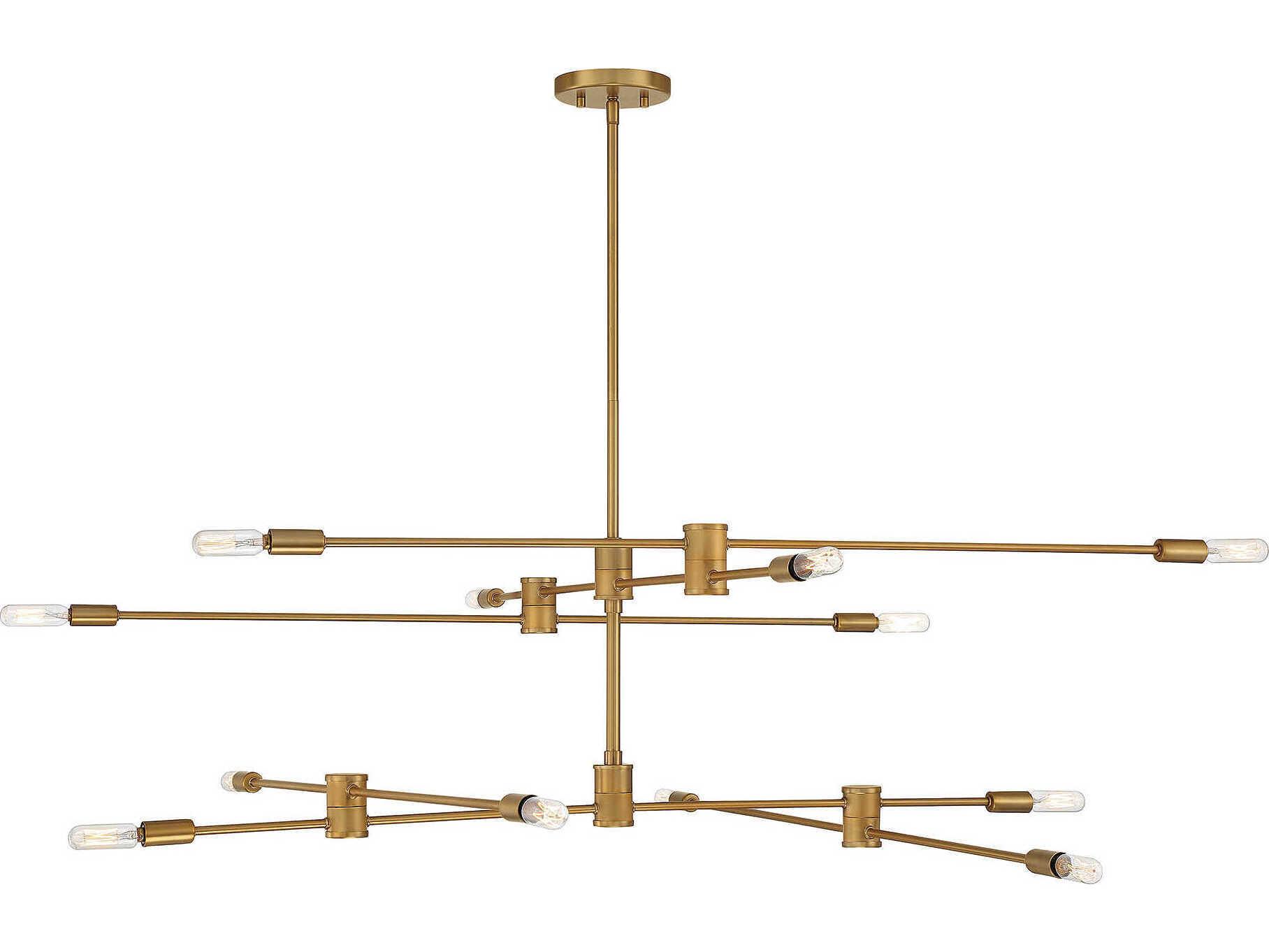 Savoy House Lyrique 12-Light Warm Brass Linear Sputnik Tiered Chandelier