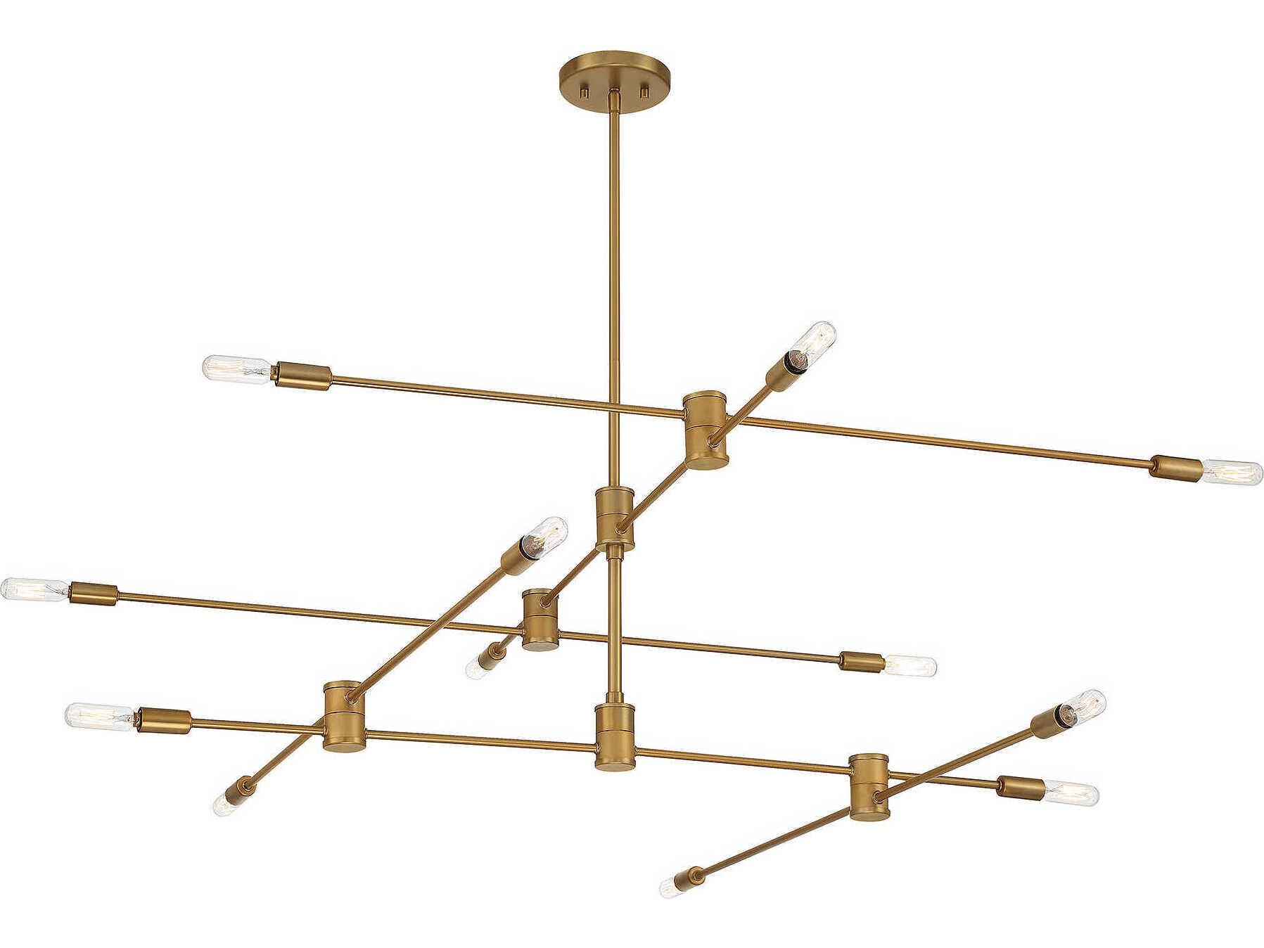 Savoy House Lyrique 12-Light Warm Brass Linear Sputnik Tiered Chandelier