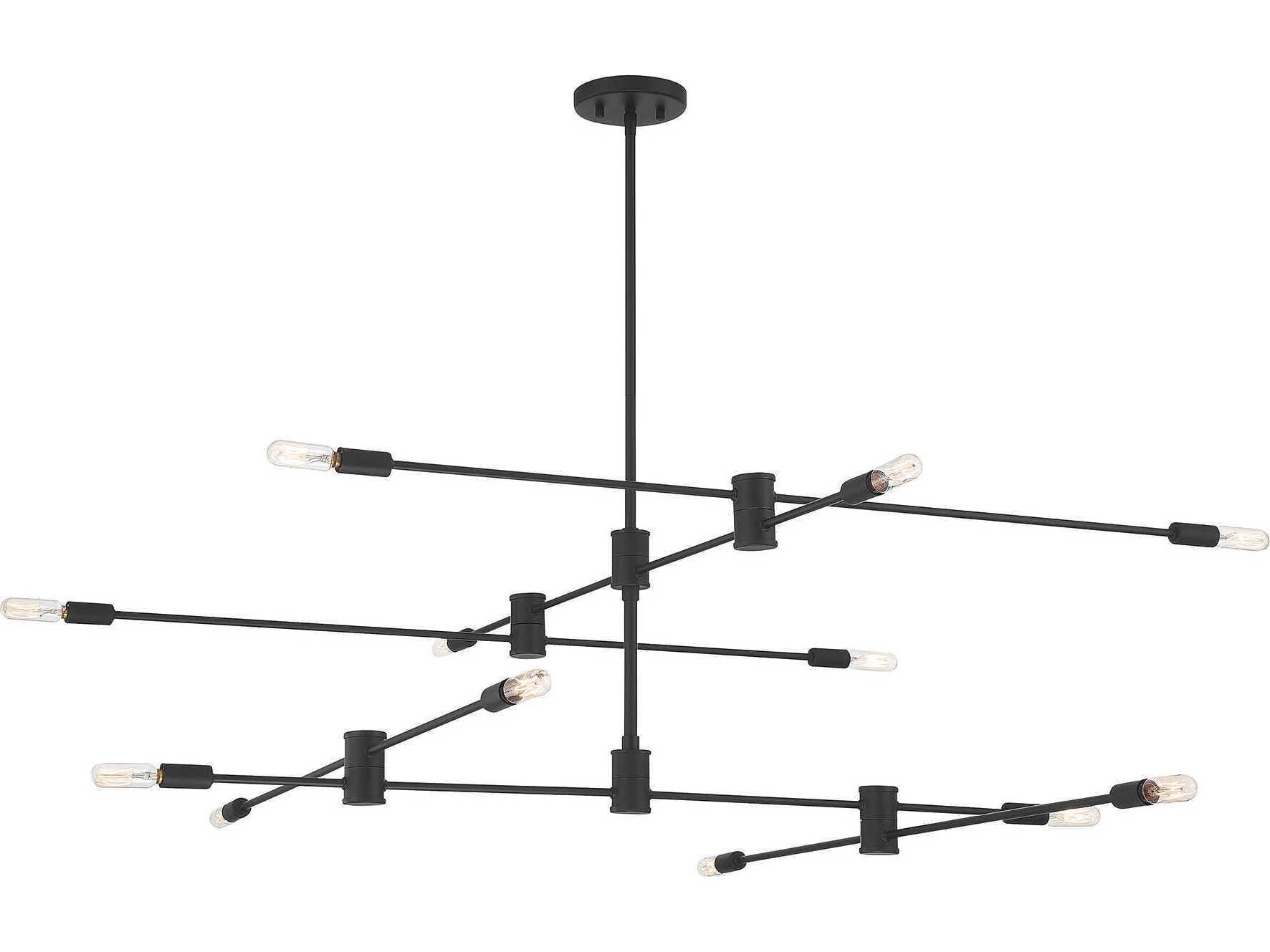 Savoy House Lyrique 12-Light Matte Black Linear Sputnik Tiered Chandelier