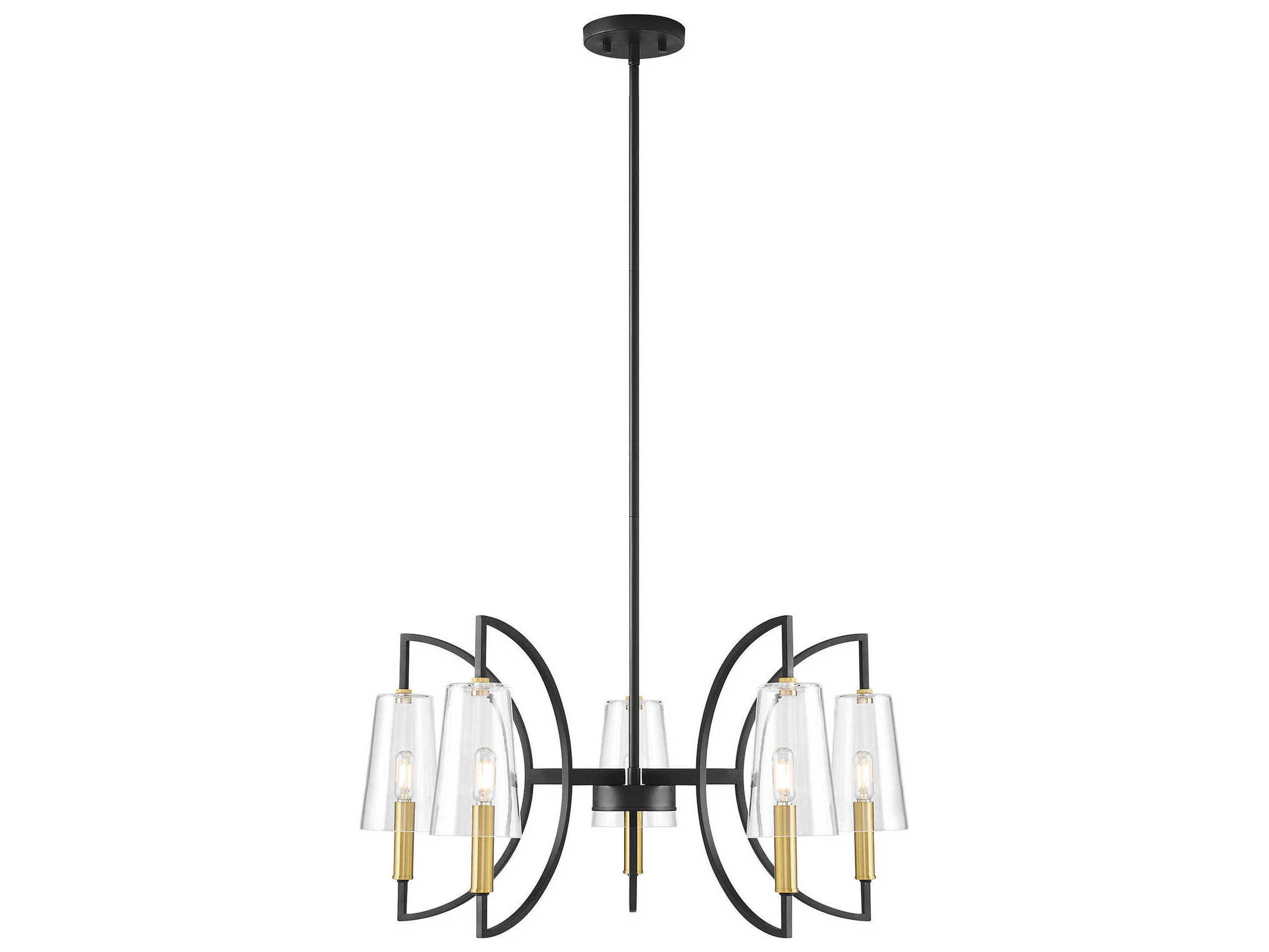 Savoy House Hanley 5-Light Matte Black And Warm Brass Empire Linear Chandelier